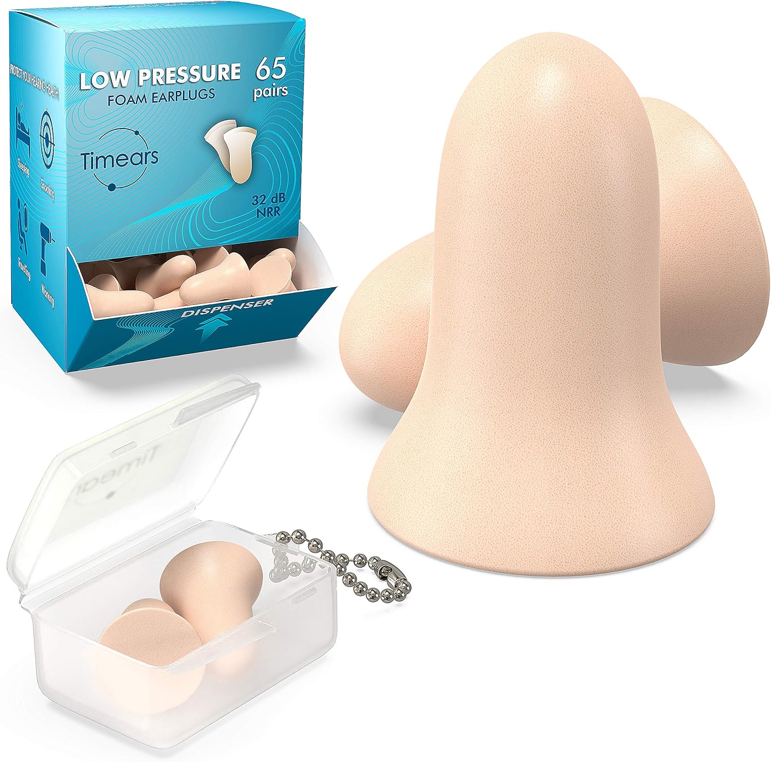 Ultra Soft Foam Earplugs 65 Pair - 32dB Highest NRR, Comfortable Low Pressure Foam Ear Plugs for Sleeping Noise Cancelling Snoring Travel Studying