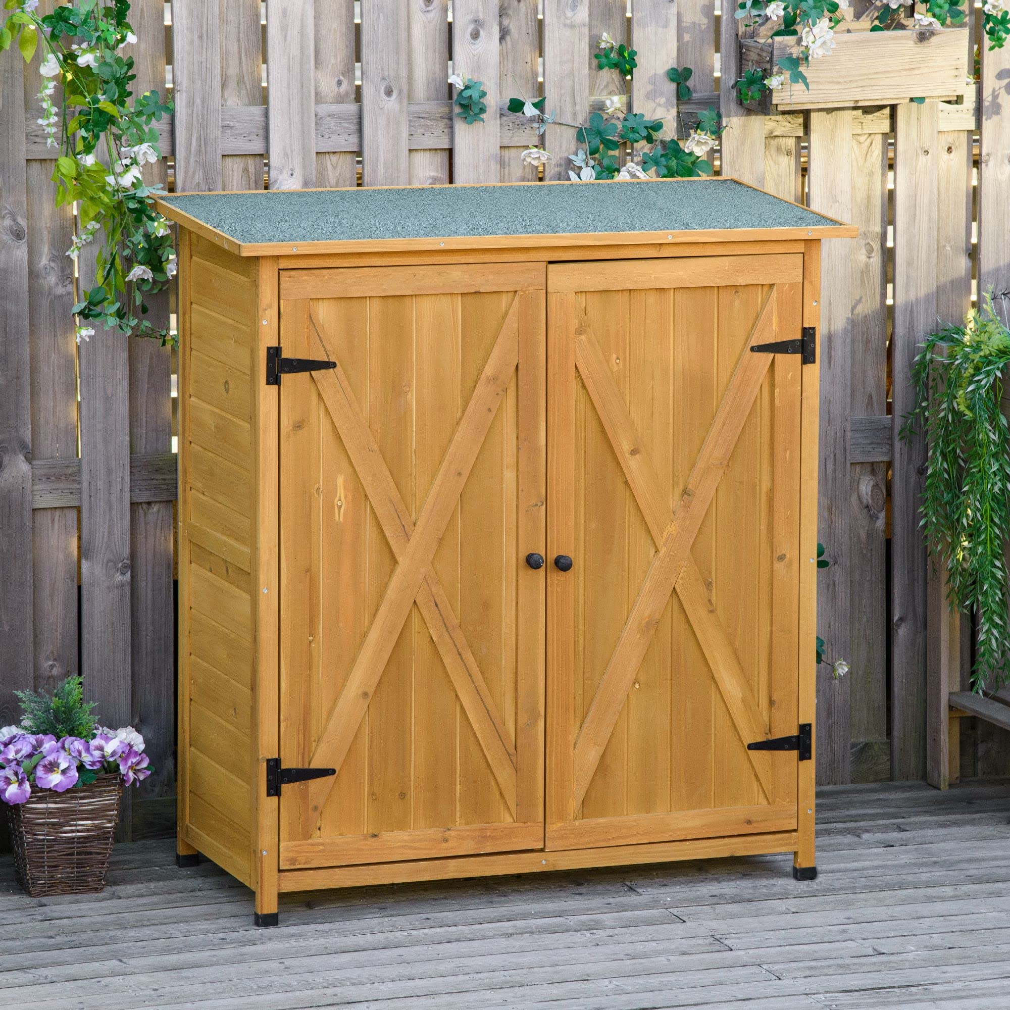 Outsunny Garden Shed Wooden Garden Storage Shed Fir Tool