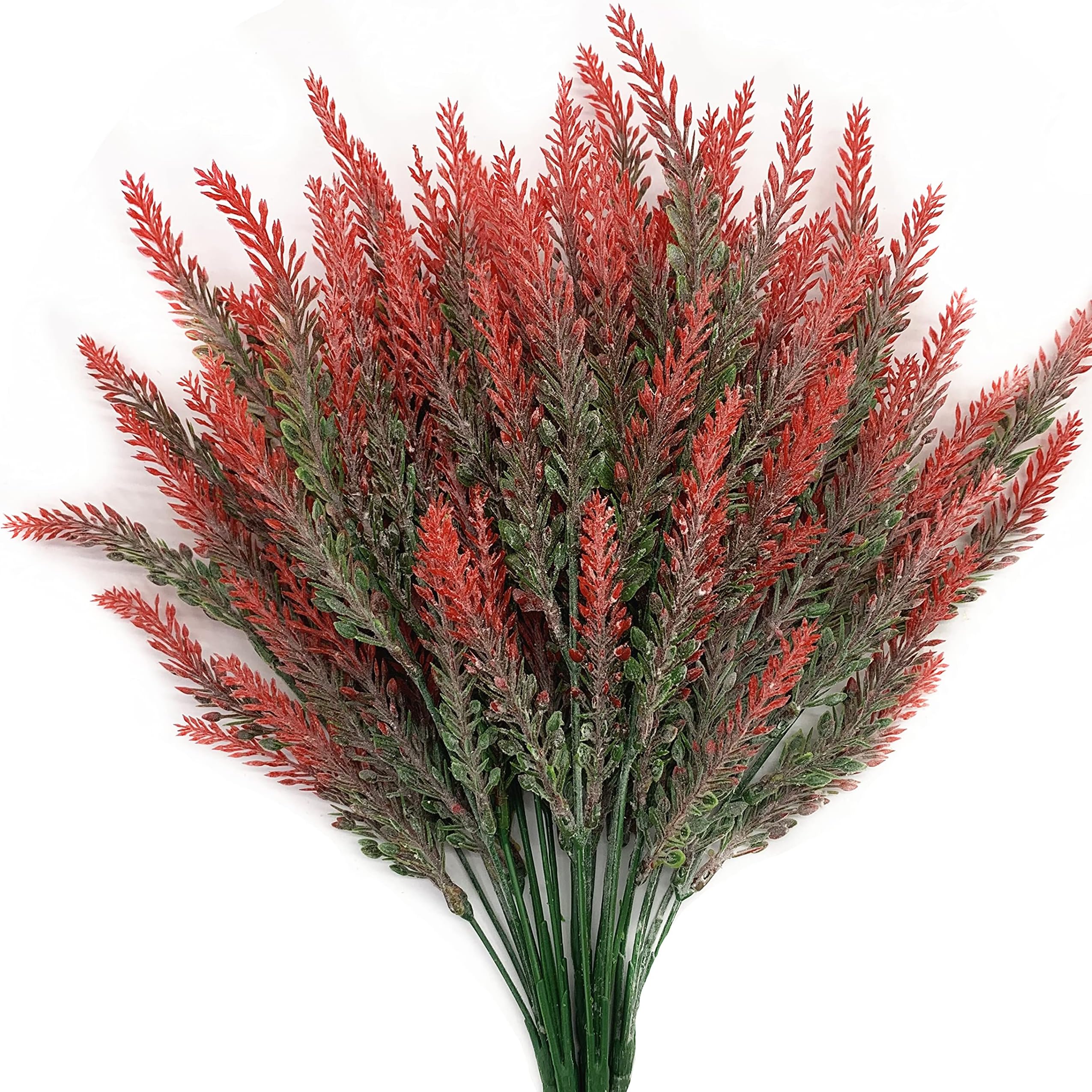 CATTREE Artificial Lavender, Plastic Plants Fake Flowers Bouquet Home Bridal Wedding Office Party Garden Balcony Indoor Outdoor DIY Centerpieces Arrangements Simulation Craft Decoration Red 4pcs