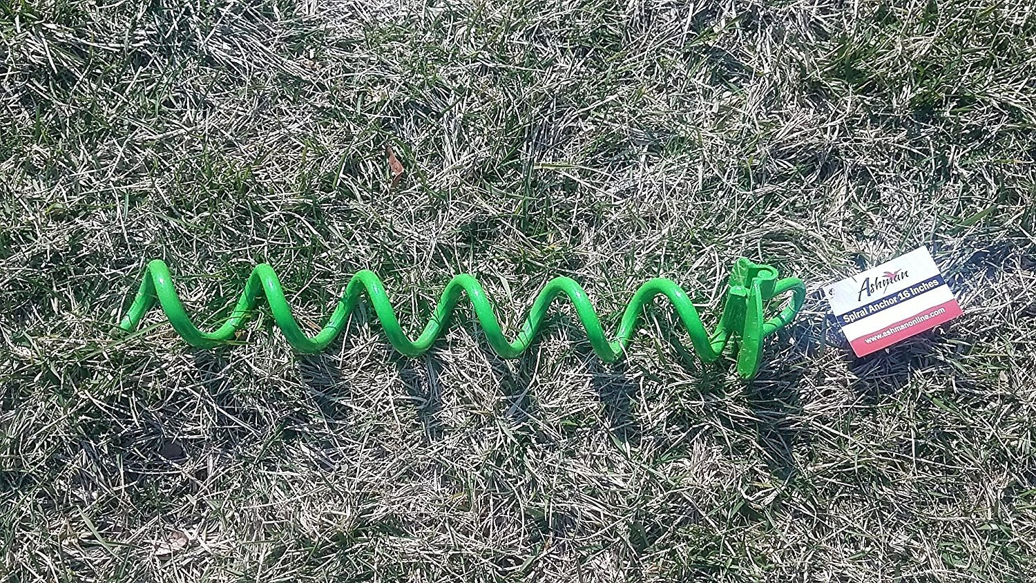 AshmanOnline 16 Pouces en Spirale ancrage au Sol Vert Couleur - idéal pour Animaux, tentes sécurisation, marquises, cabanons, Ports, Voitures balançoires