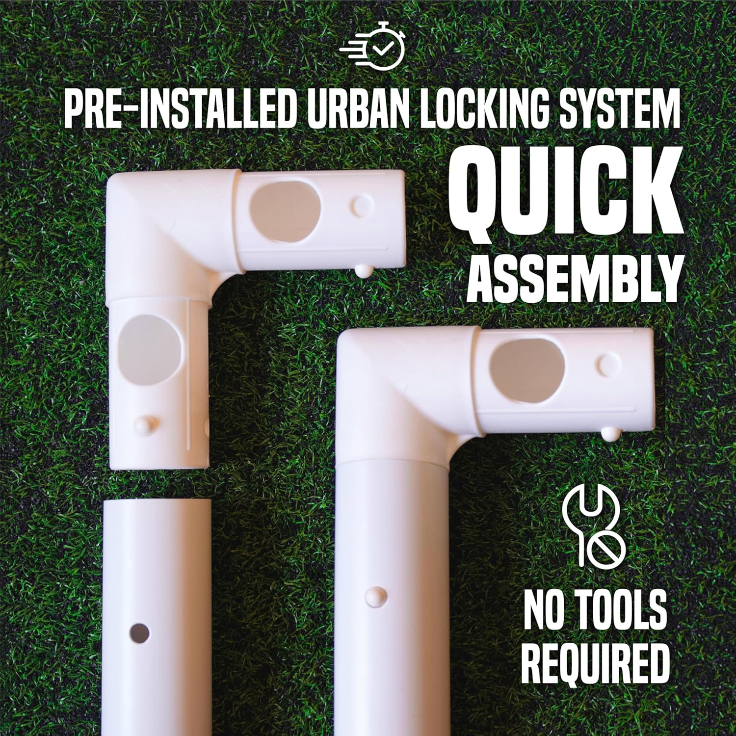 FLICK Match Grade Soccer Goal | All Weather, Ultra Thick Goal Post | 6 x 4ft or 12 x 6ft | Easy Assembly | Backyards or Clubs