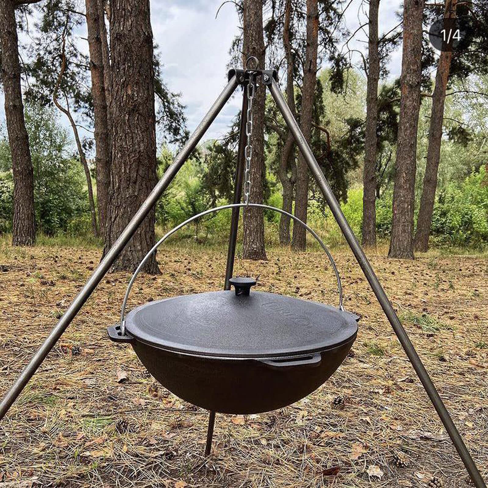 4BIG.fun Gusseisen Kazan 6 L Schwenktopf Kasan mit Deckel aus Gusseisen Wokpfanne Grill Cast Iron Campingtopf Kessel Asia Wok Traditioneller Gusstopf Grillwok