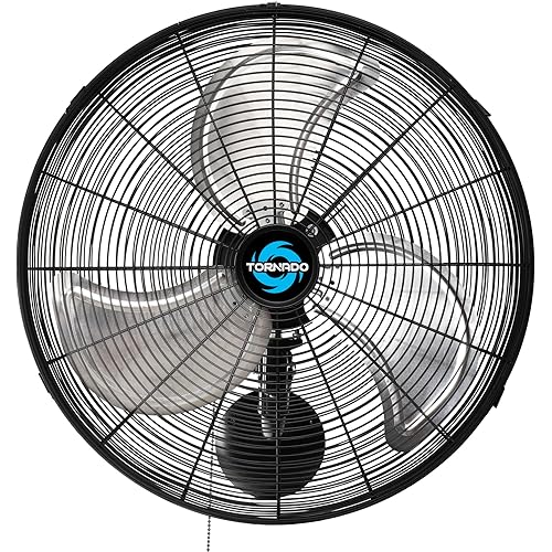 Tornado 20 Inch Pro Series High Velocity Oscillating Wall Mount Fan For Industrial, Commercial, Residential Use 3 Speed 5250 CFM UL Safety Listed