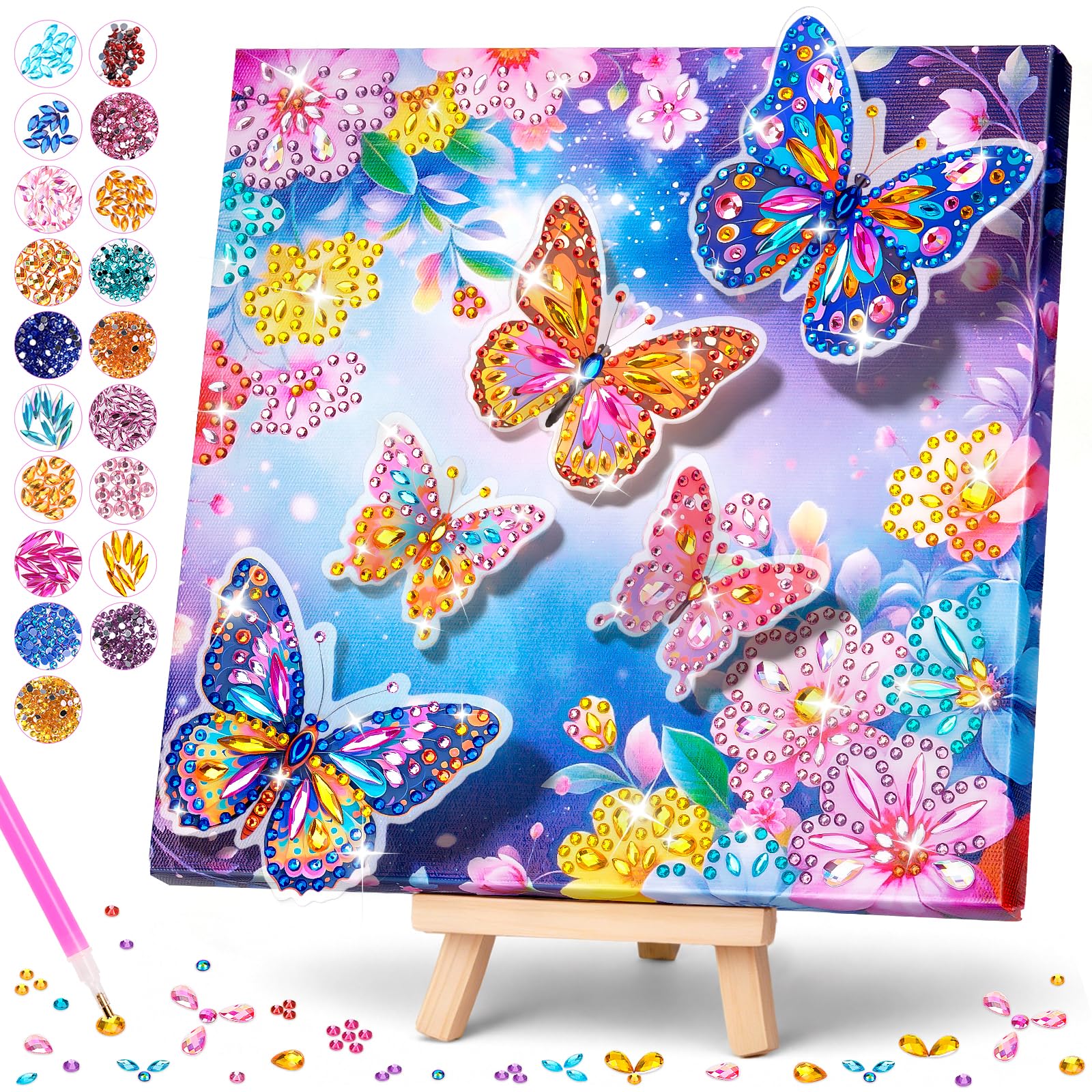 Crafts for Kids Age 6-10, Gift for Gilrls, Diamond Painting Butterfly Kit