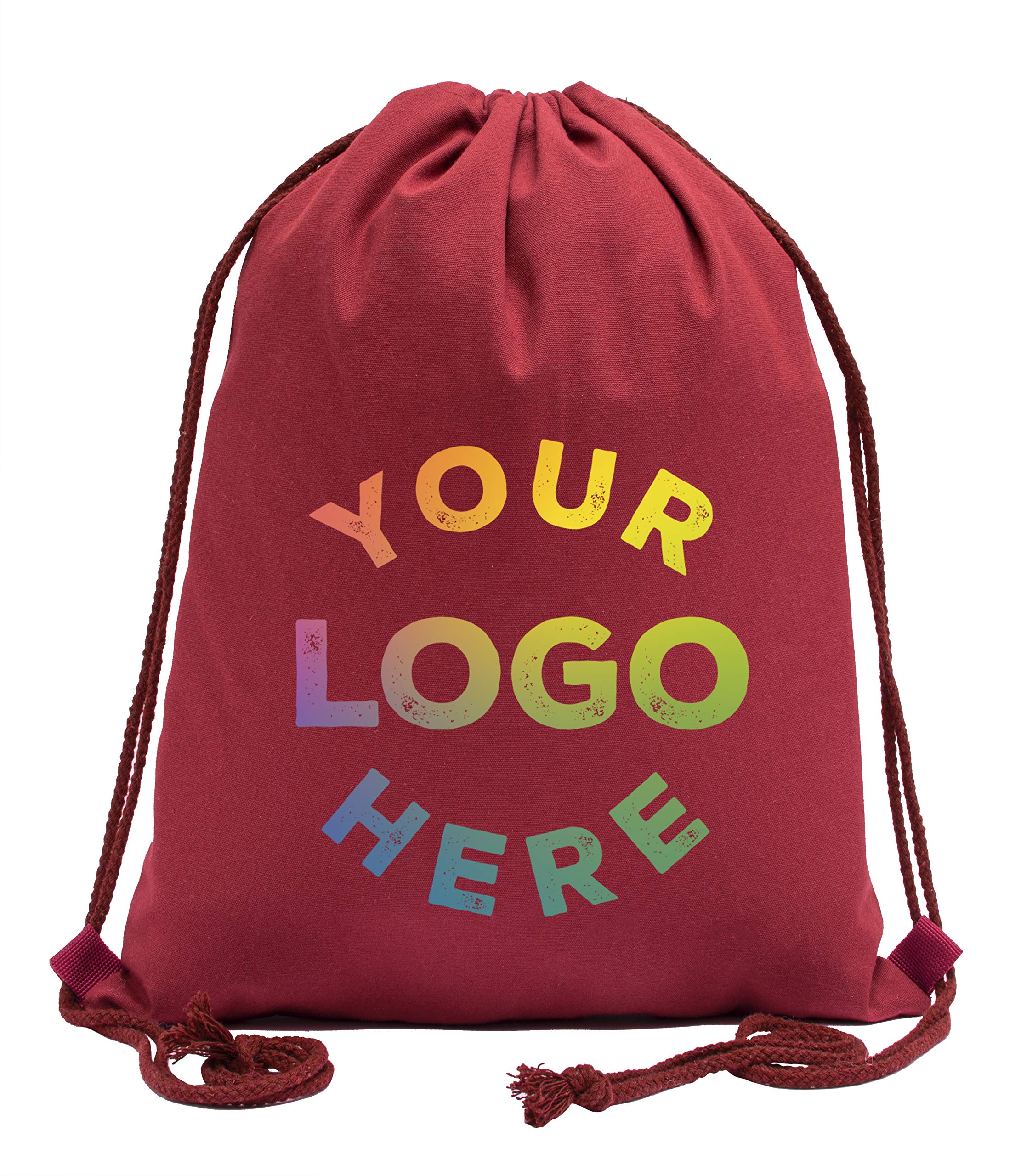 Mato & Hash Personalized Cotton Drawstring Backpacks, Your logo here Custom Cinch Sacks - Red CE2725
