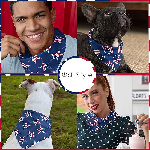 Miniatura 3 de Odi Style Bandana para perro del 4 de julio, paquete de 2 bandanas de perro con bandera estadounidense para perros medianos y grandes, patriótico de