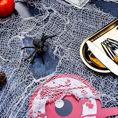 Miniatura 4 de Paquete de 4 paños espeluznantes de Halloween de tela espeluznante de tela suelta de gasa de gasa extraña para decoración de fiesta de Halloween