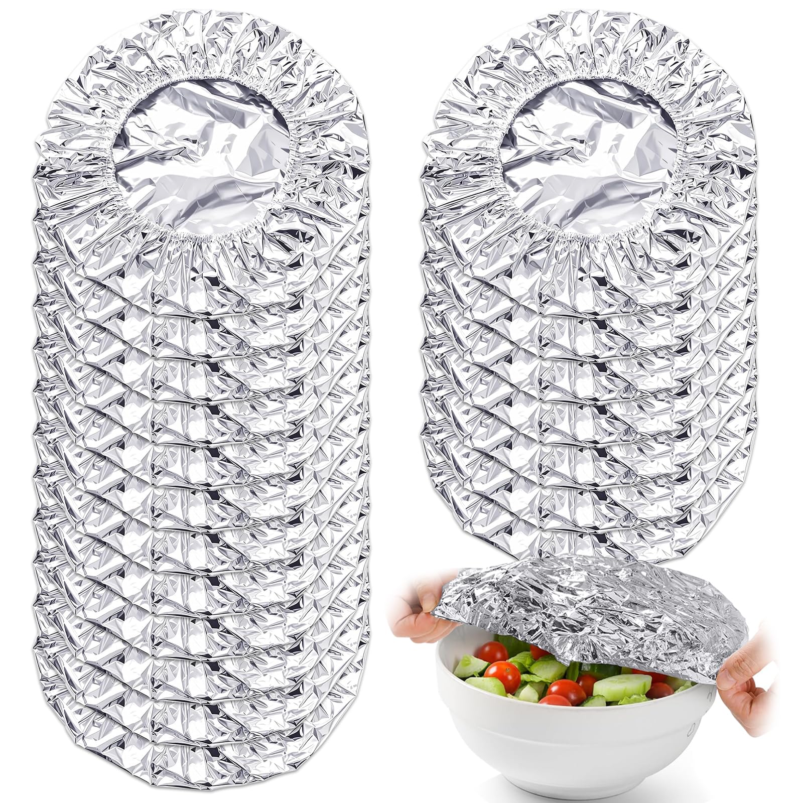 Large Repeatable Aluminum Foil Film Insulation Cover, Reusable Aluminum Foil Food Covers Kitchen Foil Fresh Keeping Bags for Bowls Plates Storage Containers(50)