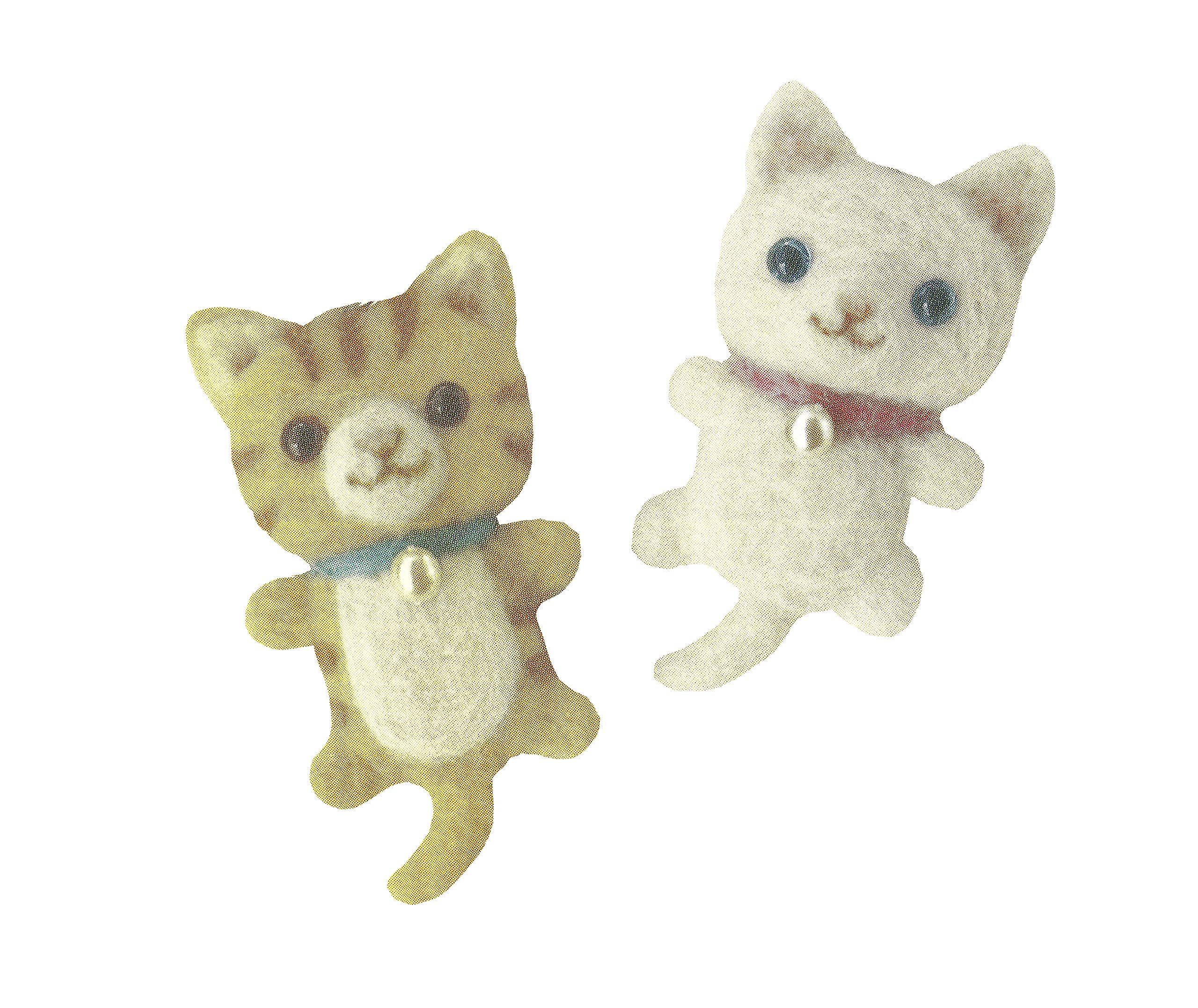 Cool Beans Boutique Wool Felting DIY Kit – White Cat and Tabby Cat with Straps (with English Instructions) – Imported from Japan