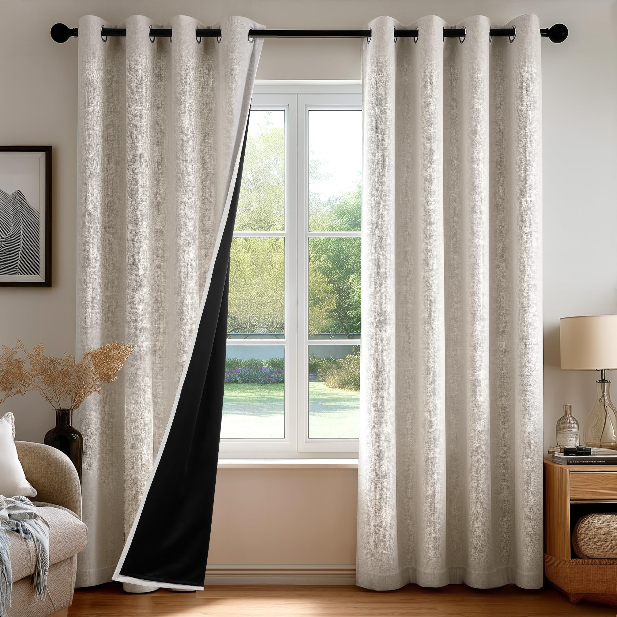 Deconovo Blickdichte Gardinen Ösen Vorhänge Blackout Curtain Verdunkelungsvorhang gegen Kälte Thermogardinen für Wohnzimmer Schlafzimmer 2er set