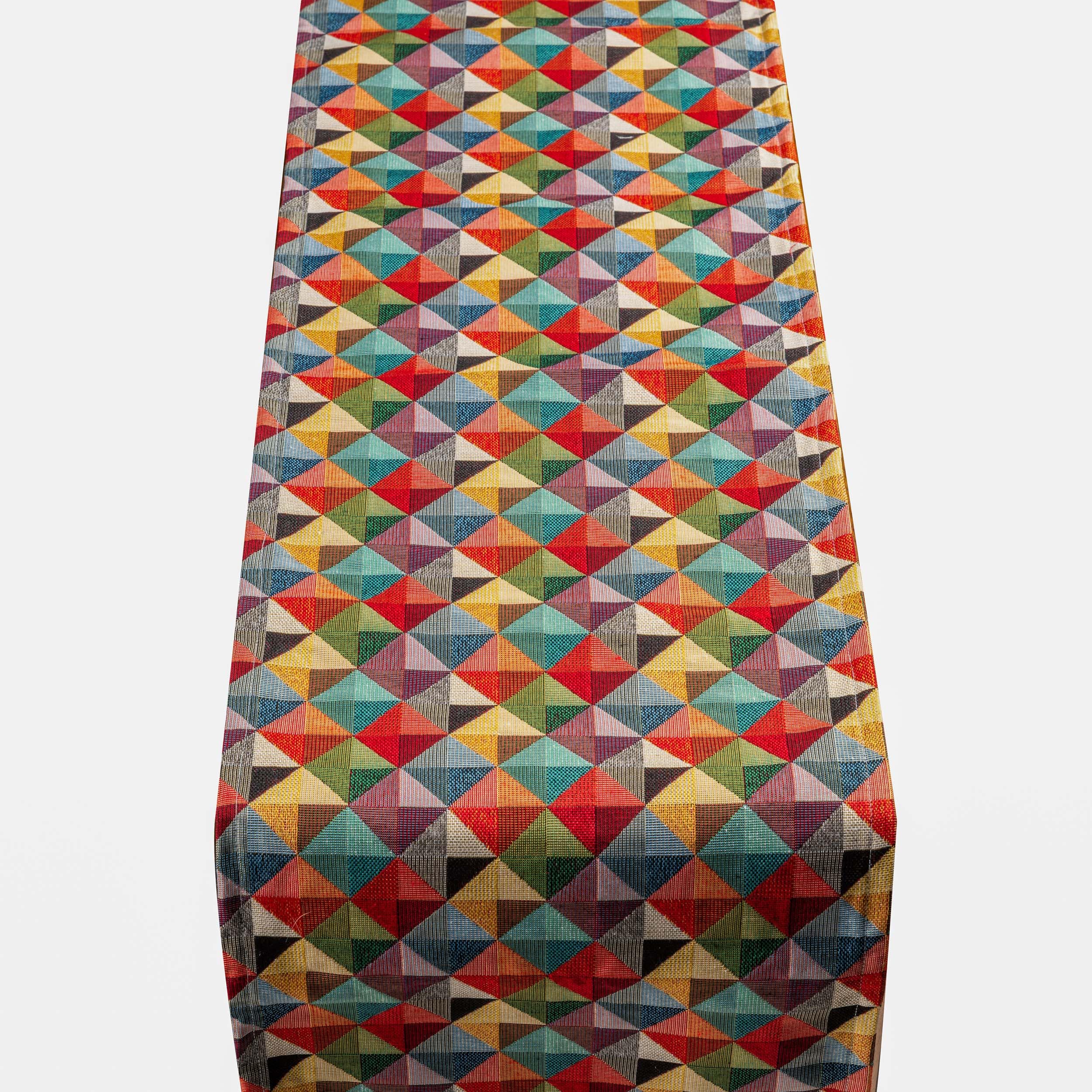 Harlequin Tapestry Table Runner. Multicoloured and Modern Design. Dinner Party Table Decoration. Available in two sizes. (30cm x 180cm)