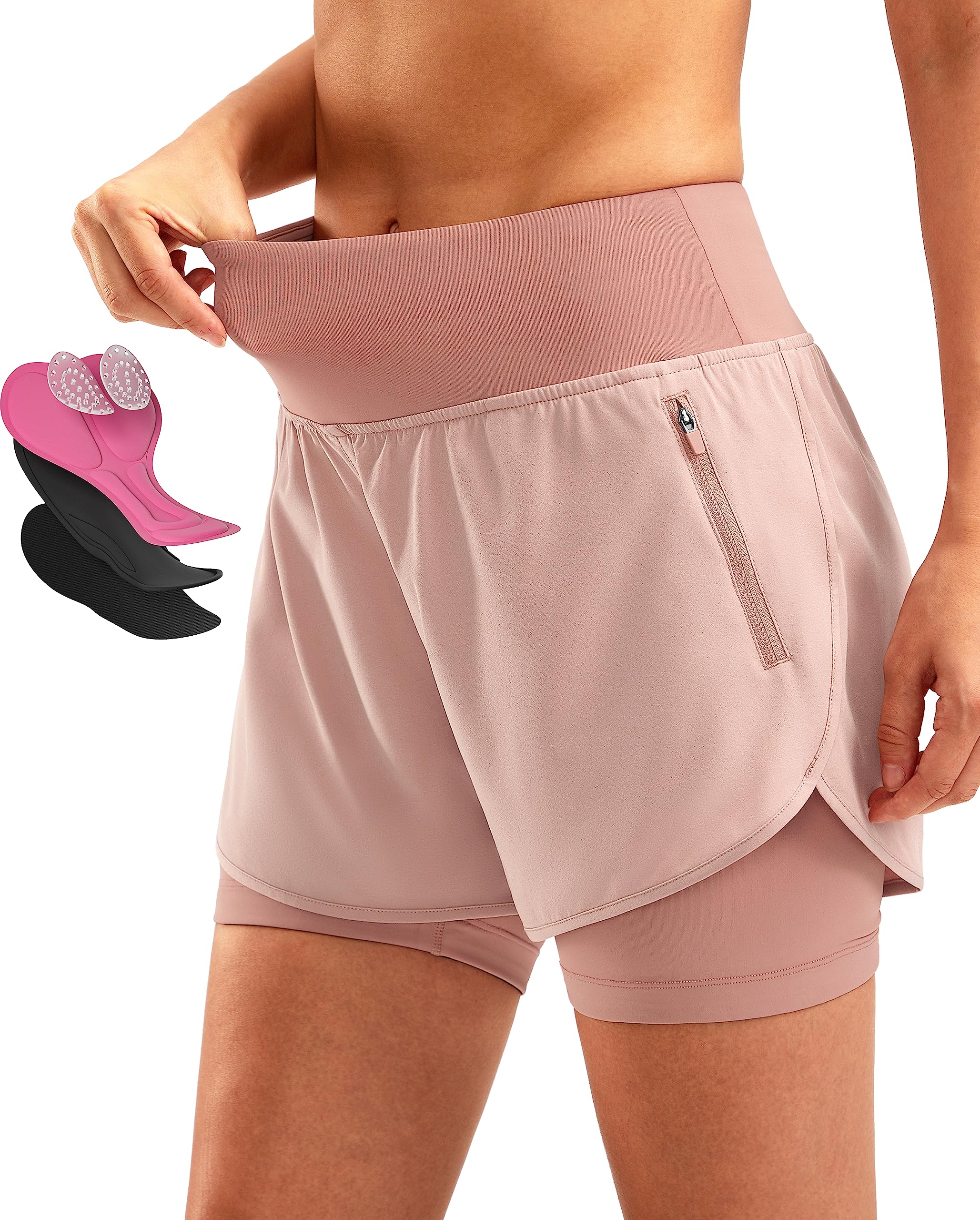 Bikewa Women's Mountain Bike Shorts 4D Padded Cycling Riding Biking Bicycle Biker Cycle Shorts for Women Zipper Pockets