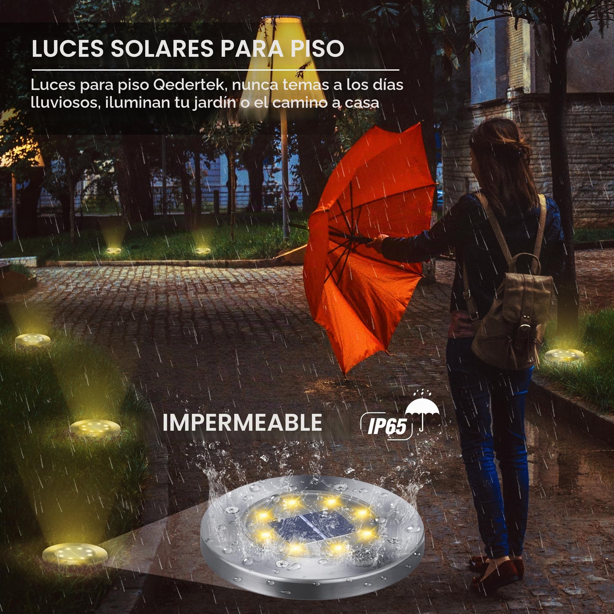 Qedertek Luz Solar Exterior Jardin 8 LED 16 Pack Luces Solares de Tierra, Lampara Solare Exterior IP65 Impermeable Blanco Cálido Luces Solares para Césped, Patio, Camino, Escalón, Entrada de Garaje