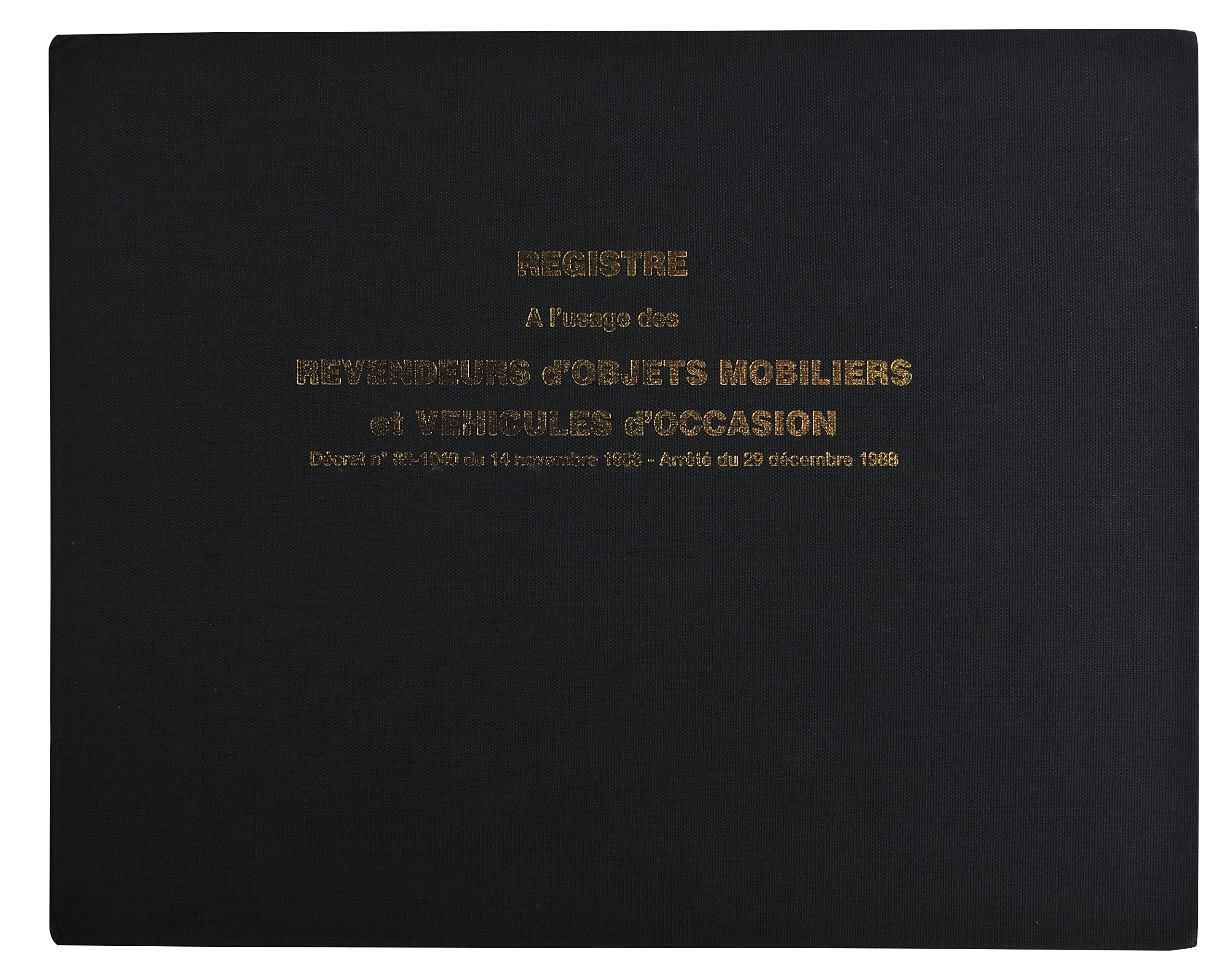 Le Dauphin- Réf. 41891D - 1 Registre d'objets mobiliers et véhicules d'occasion - livre de police - Dimensions 24 x 32 cm - registre de 110 pages - Couverture rigide recouverte d'une toile noire