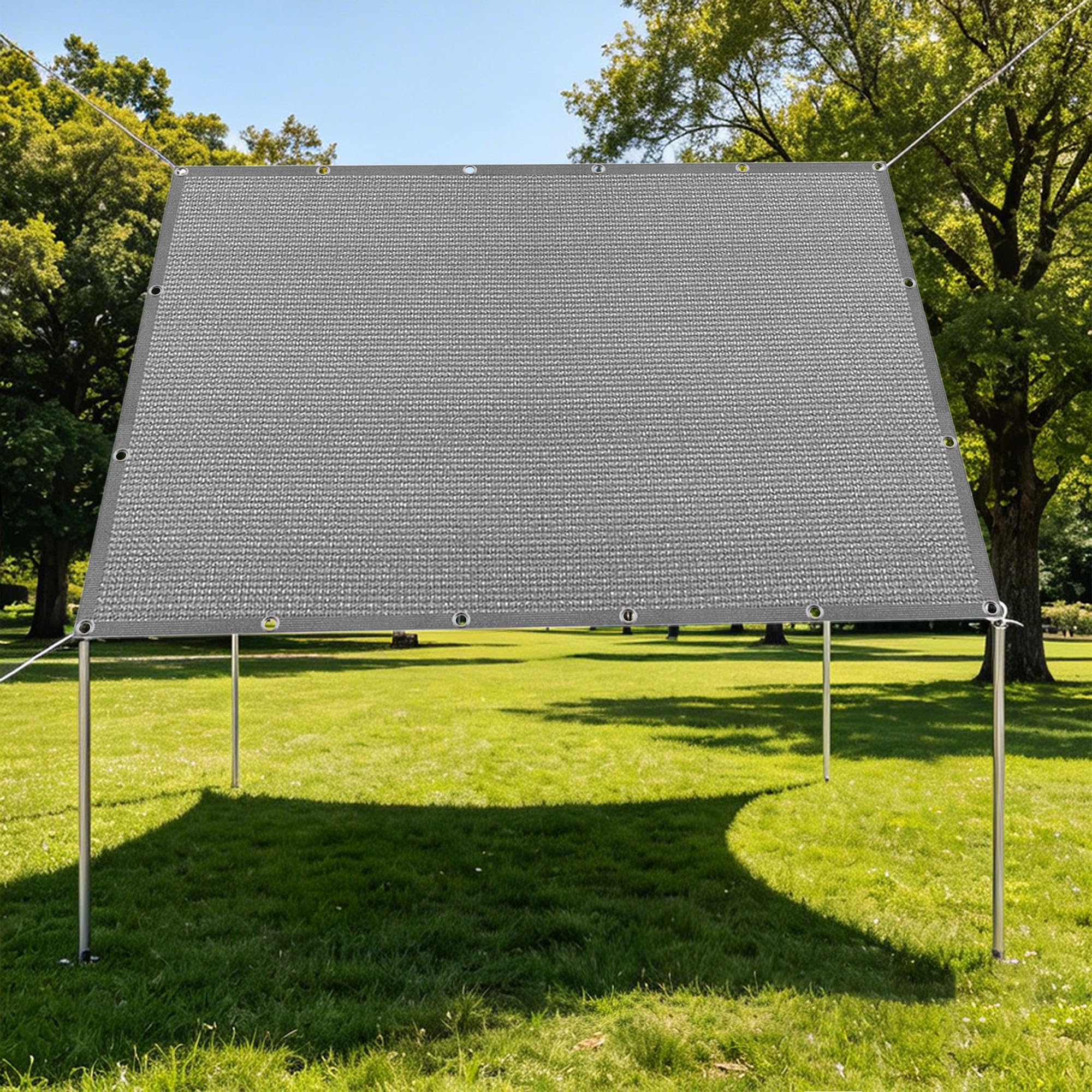 Voile ombrage gris clair 4x4m renforcé et épaissi haute durabilité