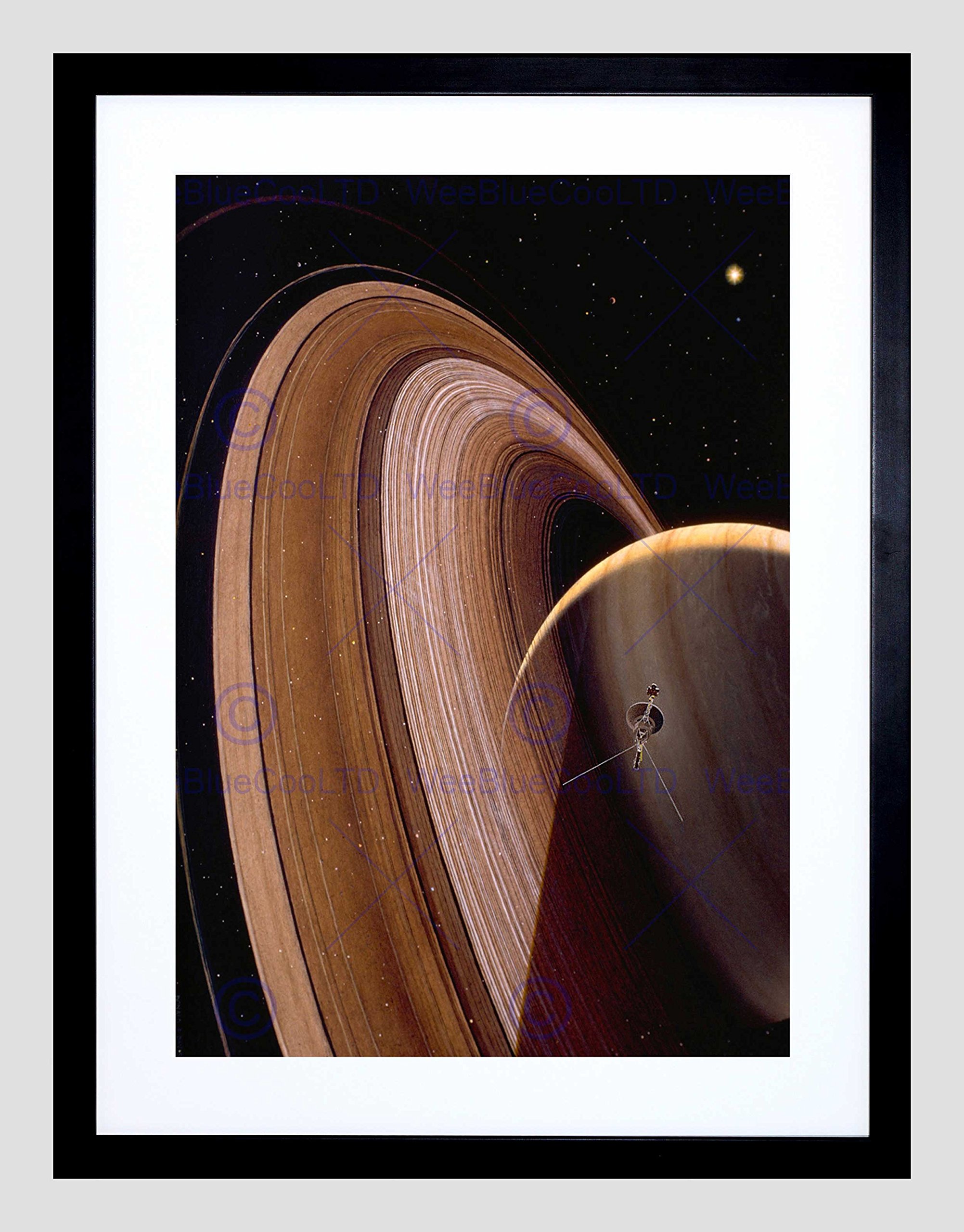Wee Blue Coo SPACE IMPRESSION VOYAGER SATURN RING PLANET BLACK FRAMED ART PRINT B12X4826