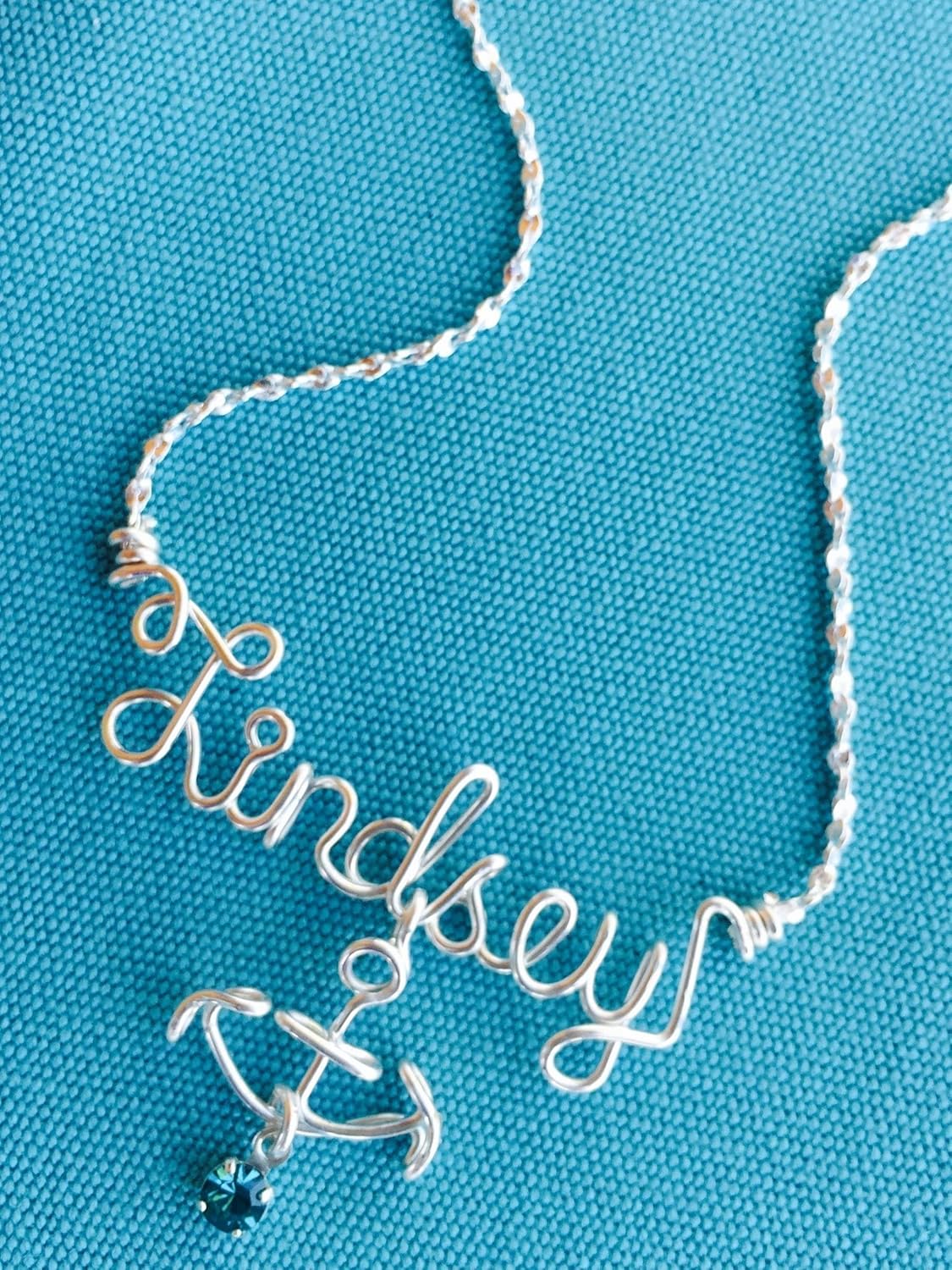Personalized Nautical Necklace or Anklet~Silver or Gold~Anchor~Sailing~Charm w/Birthstone~Any Name~Handcrafted Custom Jewelry