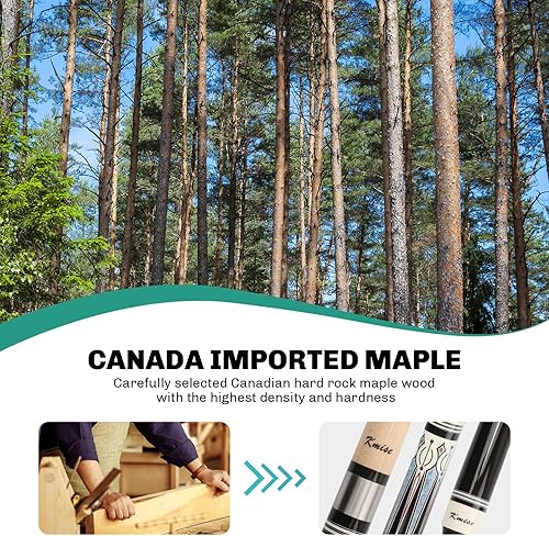 Miniatura 9 de Kmise Tacos de Billar, Taco de Billar Profesional con Estuche Rígido de 58" Kit de Taco de Billar de Arce, Tacos de Billar para Adultos - Perfectos