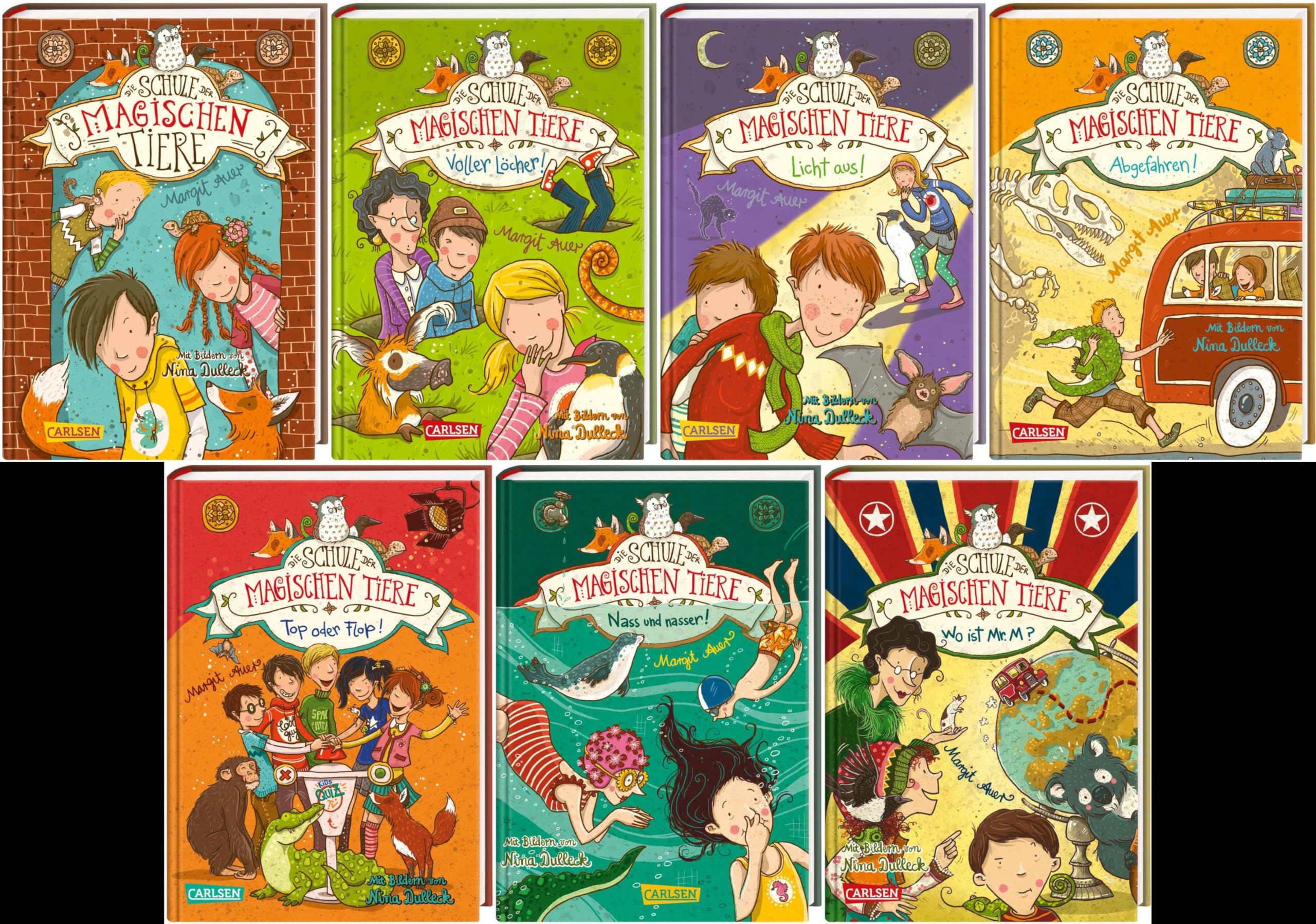 Die Schule der magischen Tiere Band 1-7 plus 1 exklusives Postkartenset
