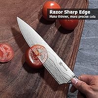 Vista 5 de PAUDIN Cuchillo de chef, cuchillo de cocina afilado de acero inoxidable de alto carbono de 8 pulgadas con mango ergonómico, caja de regalo