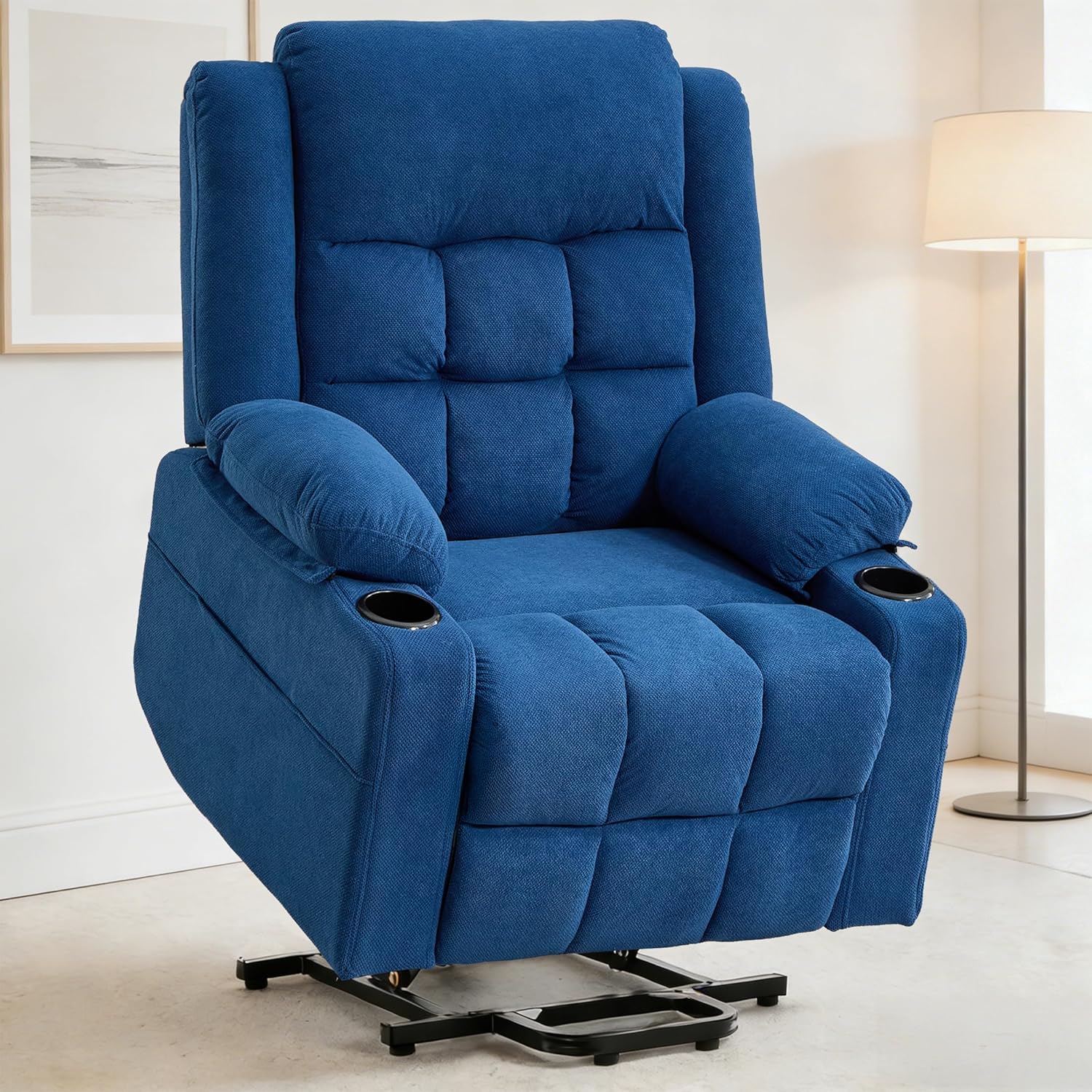 Power Lift Recliner Chair with Massage and Heat for Elderly, Living Sofa Chair with USB & Type-C Ports and Cup Holders. (Brown)