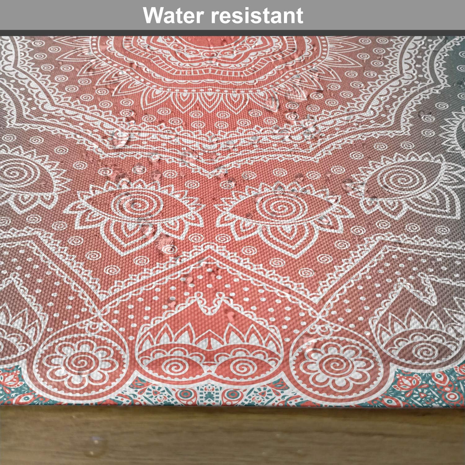 Ambesonne Coral and Teal Place Mats Set of 4, Modern Tribal Mandala Tibetan Healing Motif with Floral Geometric Ombre Art, Washable Fabric Placemats for Dining Table, Standard Size, Coral Teal