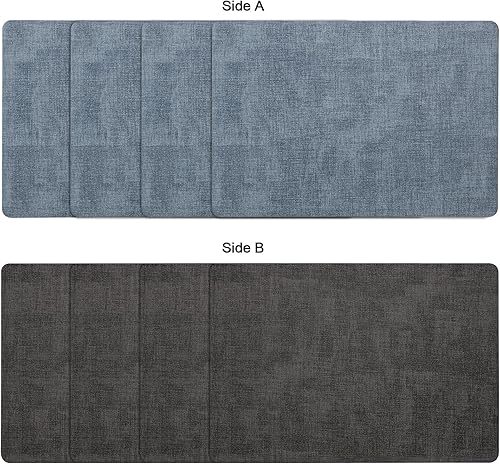 Miniatura 2 de Myir JUN Juego de 4 manteles individuales de doble cara, de piel sintética, para interiores, para mesa de comedor, exteriores, cuadrados,