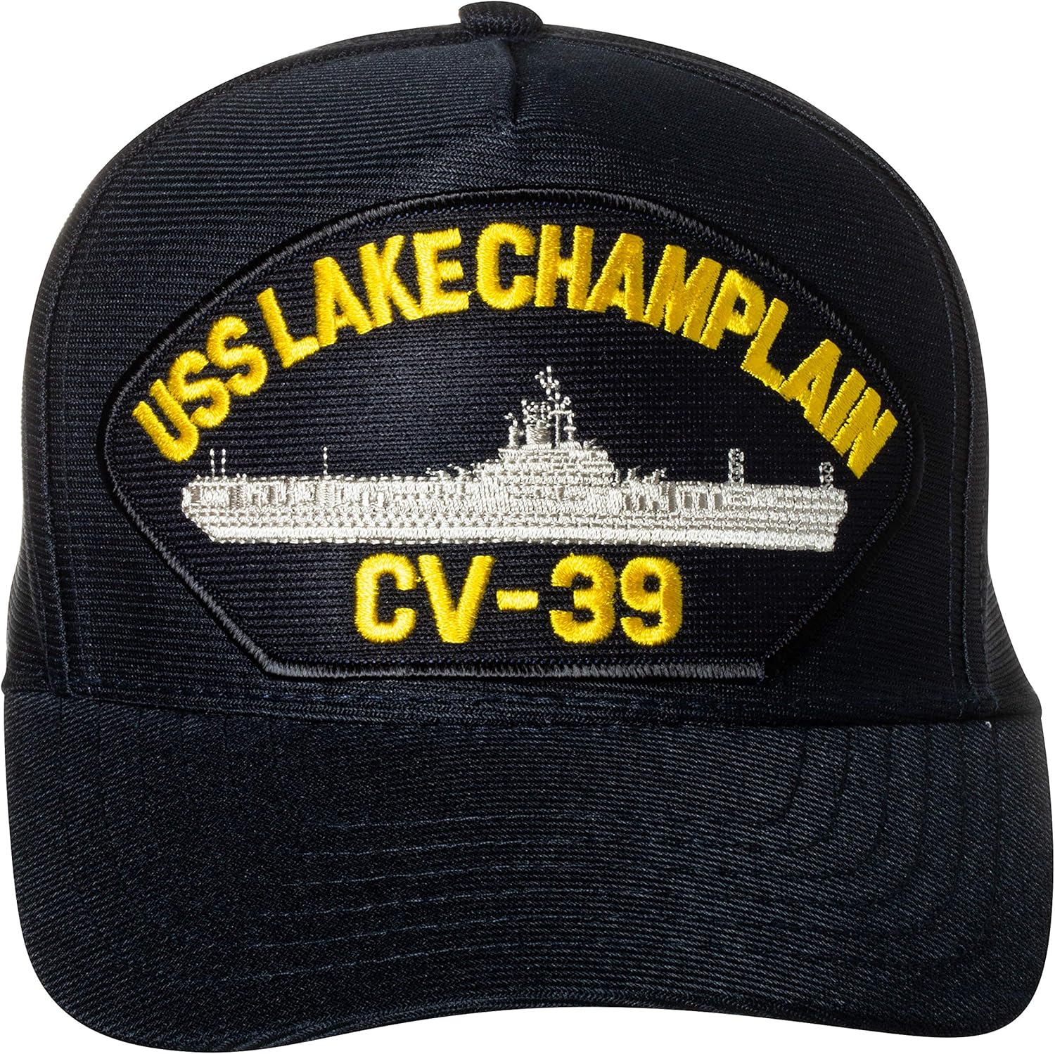 Artisan Owl United States Navy USS Lake Champlain CV-39 Aircraft Carrier Ship Emblem Patch Hat – Adjustable Baseball Cap (Navy Blue)