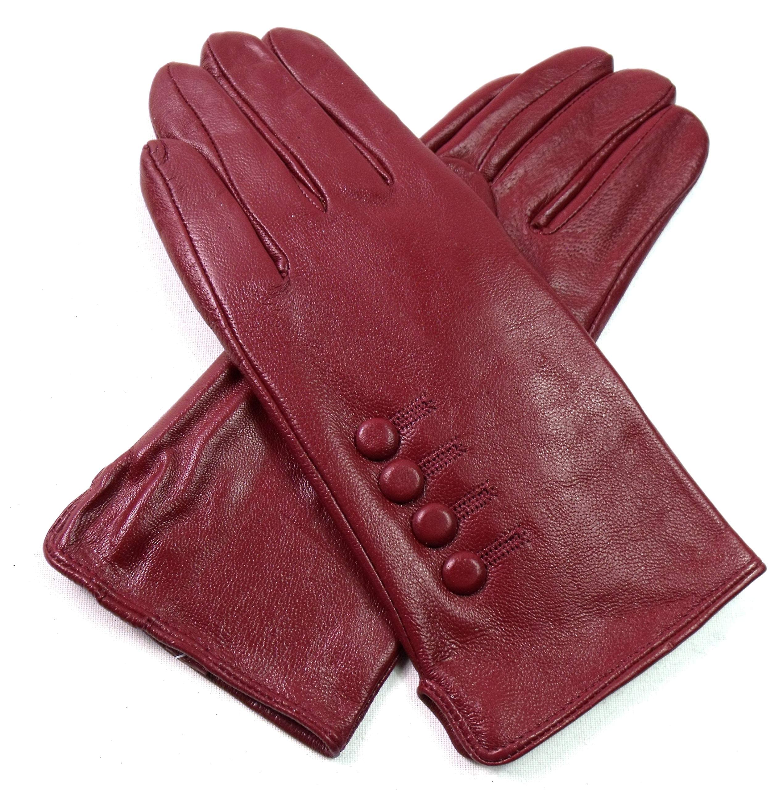 The Leather Emporium Women's Wine Premium Genuine Leather Gloves (Large, )