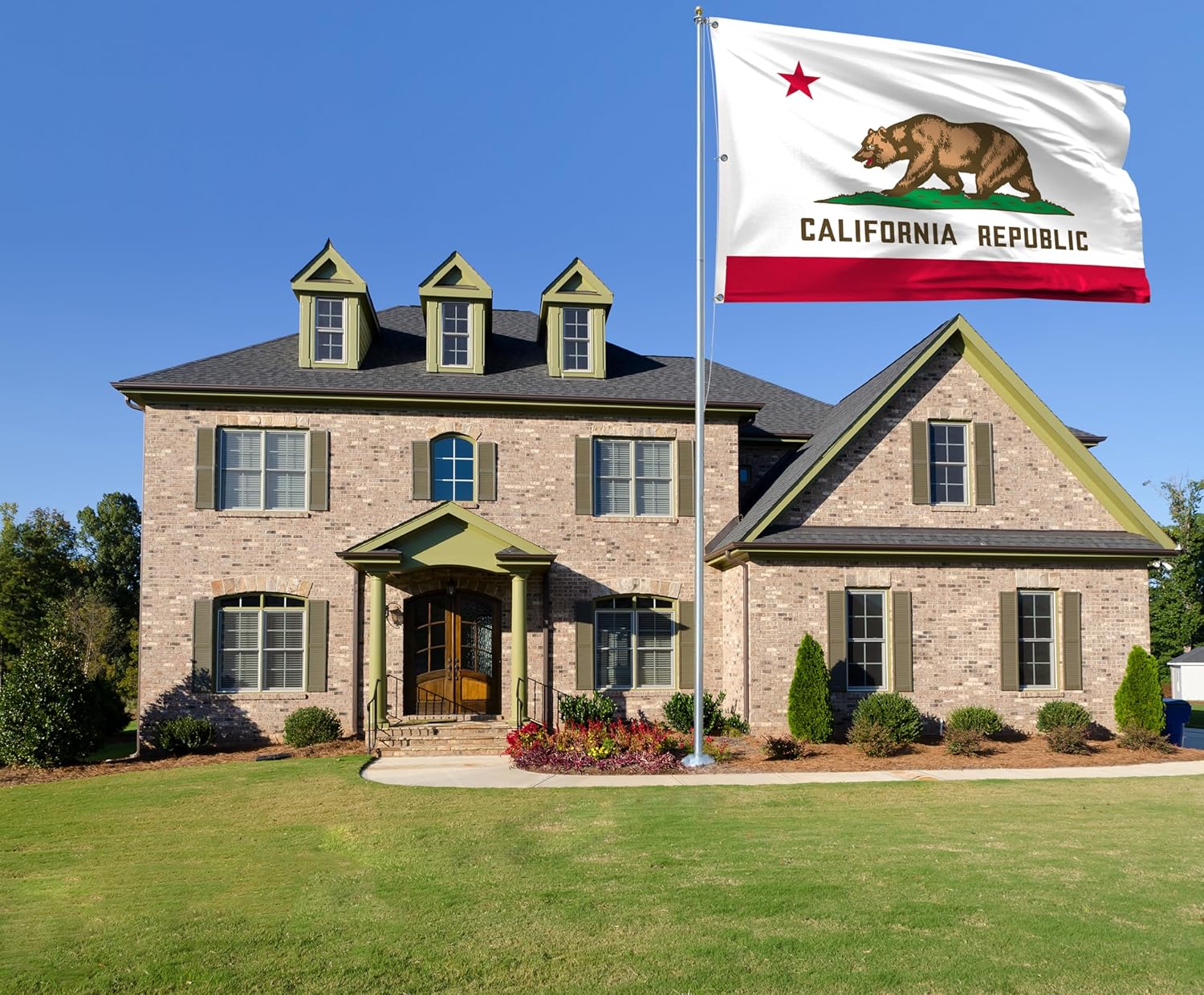 California Republic State Extra Large Flag 6x10FT Calif Cali CA Bear Flag With 3 Brass Grommets For California Themed Festival Events Party Decoration Indoor Outdoor