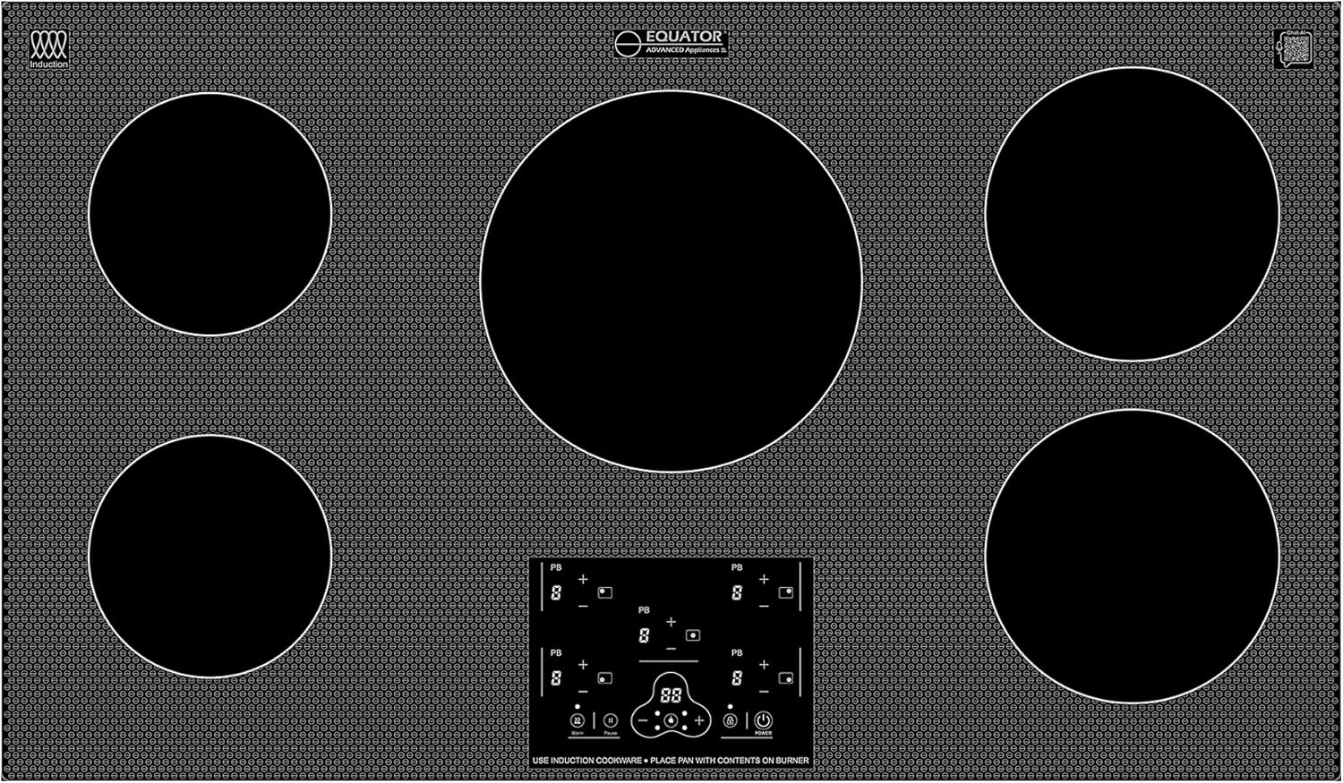 Equator 36" Built-In 5 Burner Induction Cooktop POWER BOOST Keep Warm 240V/9600W