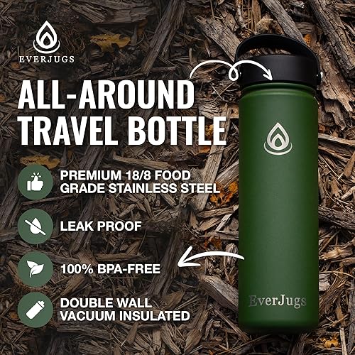 Miniatura 4 de Botella de agua de 22 onzas, boca ancha, botella de acero inoxidable de alta calidad con tapa de agarre, doble pared aislada al vacío, taza térmica,