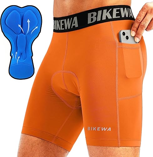 Pantalones cortos de ciclismo acolchados 4D para hombre, ropa interior de ciclismo, con bolsillos laterales