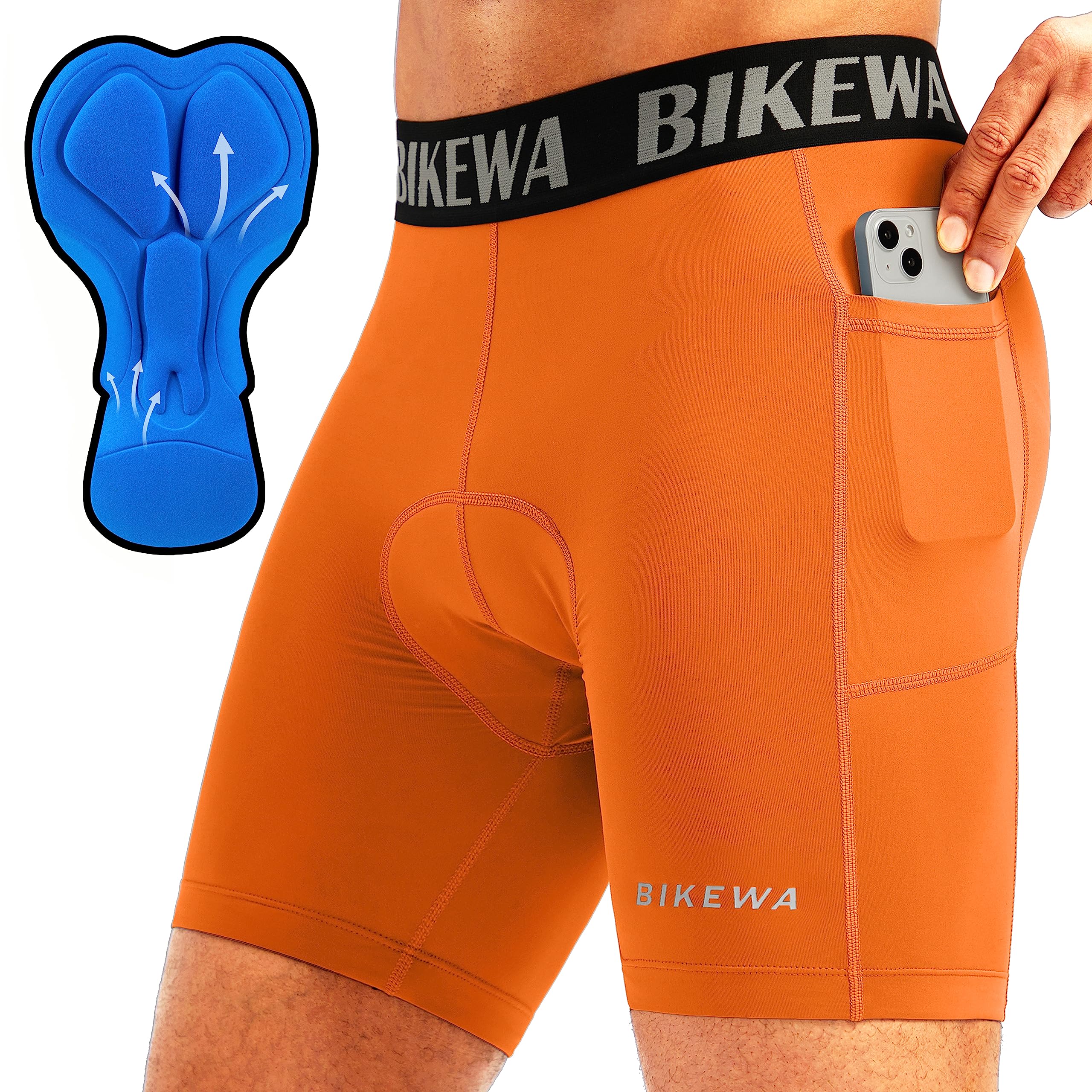 Men's 4D Padded Bike Shorts Cycling Underwear Biking Bicycle Padding Shorts for Men Side Pockets