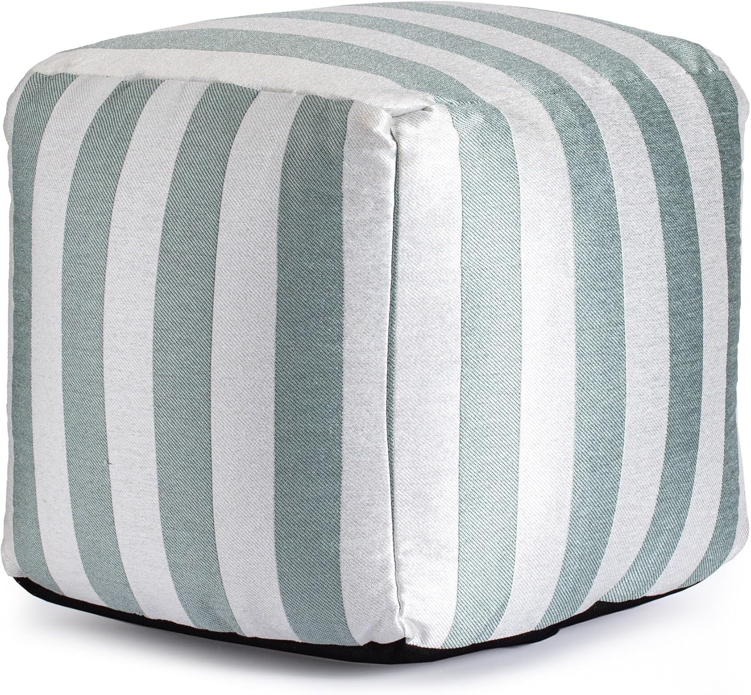 Anji Mountain 100% Handmade & Handcrafted Comfortable Home Décor Outdoor Pouf Ottoman Footrest for Living Room, Bedroom, Nursery, Kidsroom, Patio Furniture - (18" x 18" x 18"- Teal-Ivory)