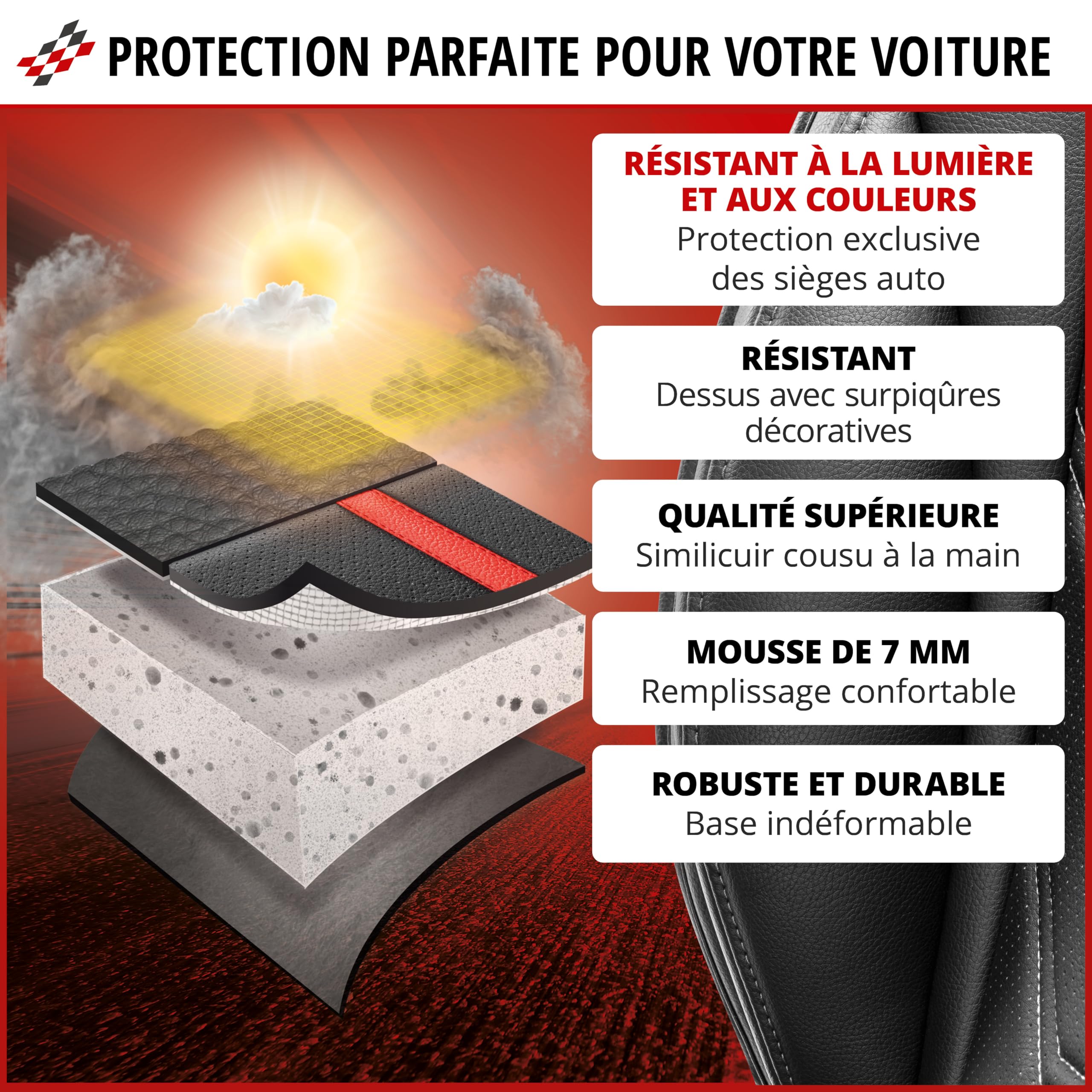 Walser Housse de siège de Voiture, Universel Housse de siège et Coussin de Protection Noir-Gris Kimi, Protection de Place Compatible avec 95% de automóviles (Voiture/Berline/SUV/Camionnette/Fourgon)