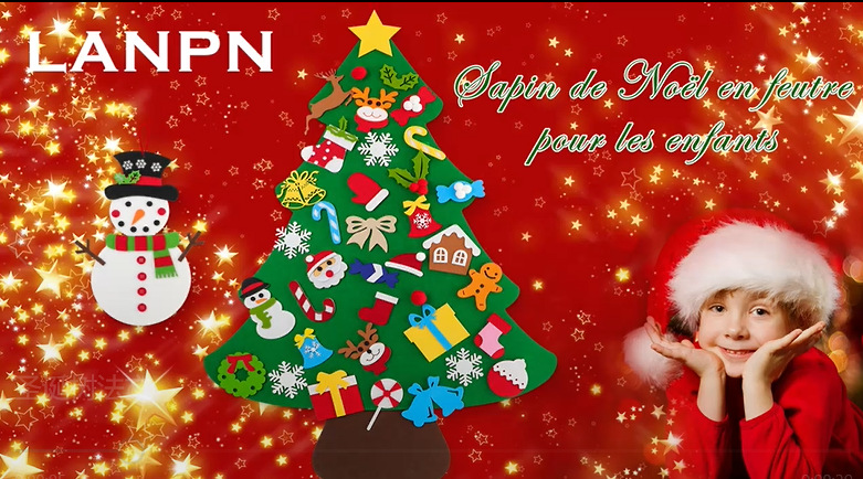 Sapin De Noël En Feutre DIY 102 Cm - Avec 26 Ornements Amovibles - Décoration Murale Ou De Porte Pour Enfants - 8