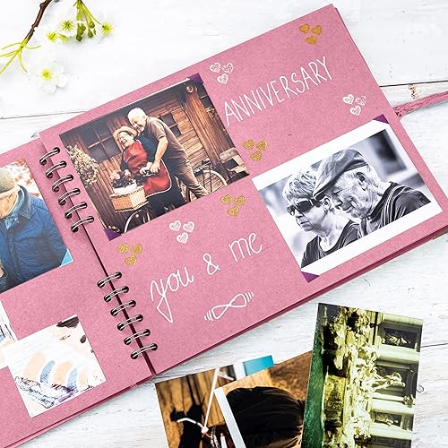 Vista 75 de Bstorify Álbum de recortes de 10 x 10 pulgadas, 70 páginas, protectores de esquina de papel kraft grueso negro, cierre de cinta, ideal para tus