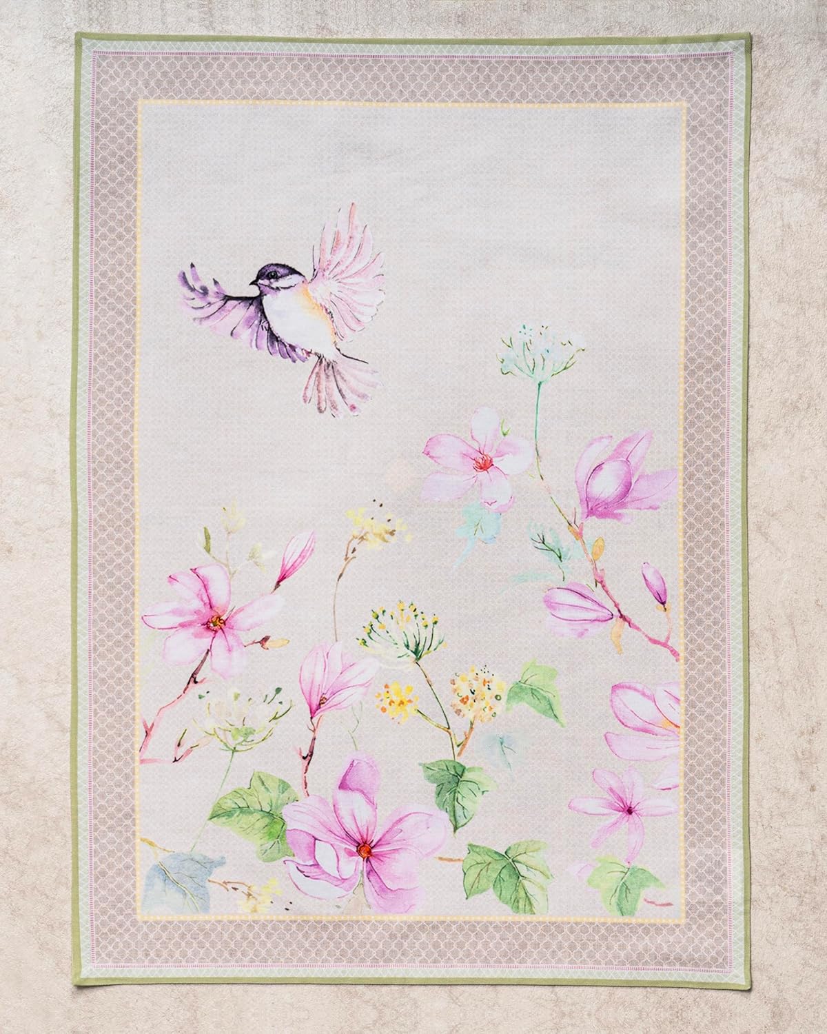 Maison d' Hermine Magnolia Mornings Bundle Set 100% Cotton Apron (27.50" by 31.50"), Set of 3 Kitchen Towels (20" by 27.5") and Oven Mitt (7.5 Inch by 13 Inch)/Pot Holder (8 Inch by 8 Inch)