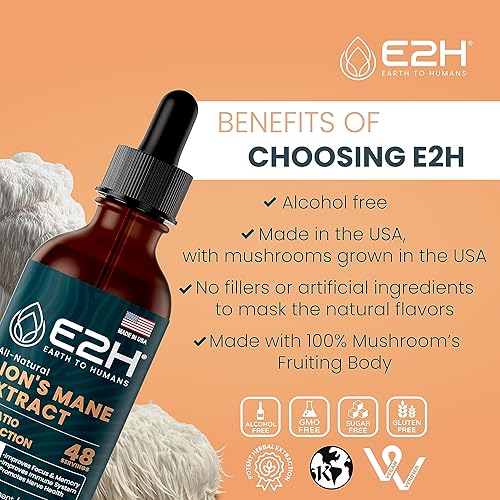 Miniatura 4 de E2H - Suplemento de melena de leones, promueve la claridad mental, la memoria y la concentración, suplemento de melena de león para apoyo
