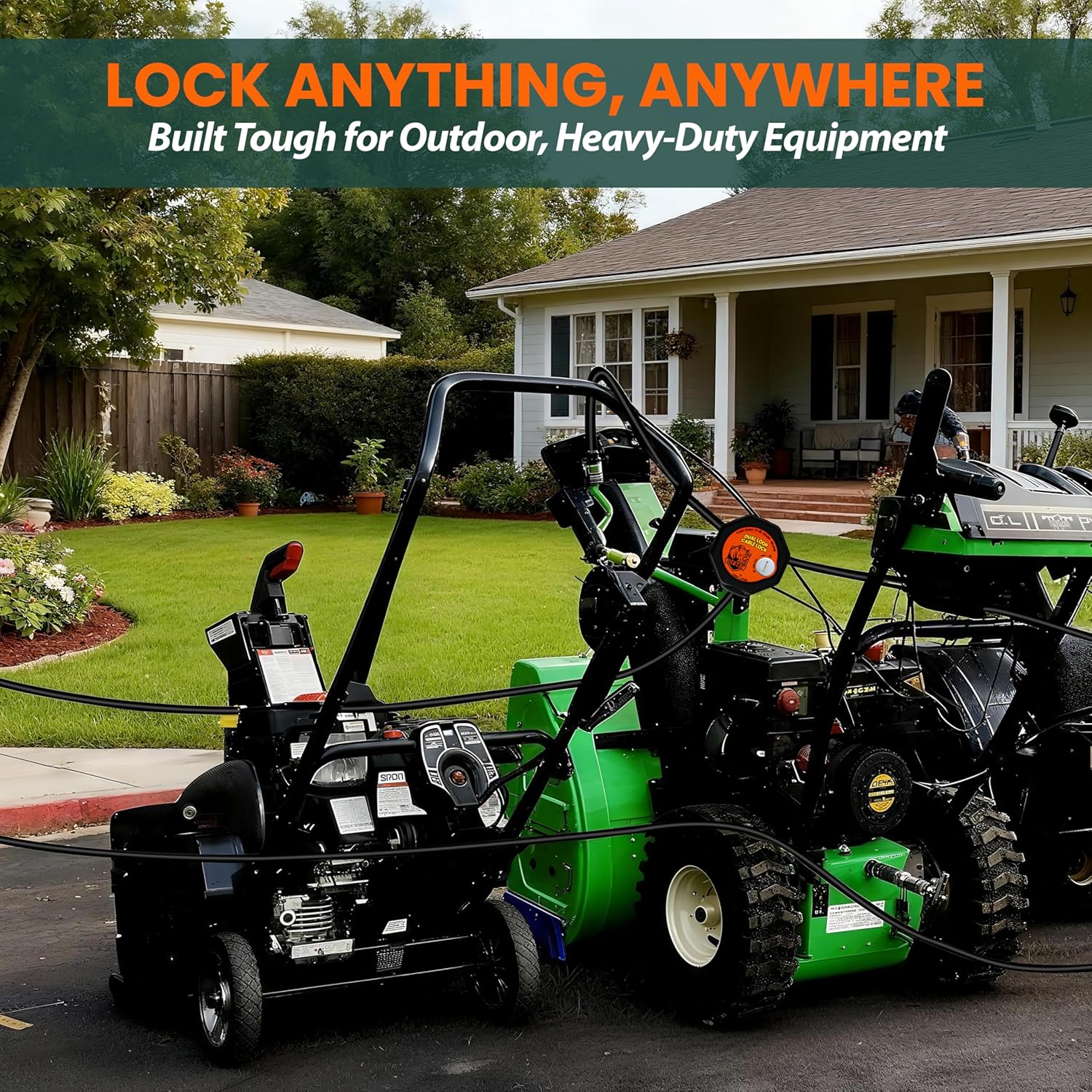 Heavy Duty Adjustable Cable Lock - 7' x 3/8" Security Cable with Dual Cinch, 4 Keys, All-Weather Protection for eBikes, Trailers, UTVs, Generators, Grills, Patio Furnitures & Outdoor Equipment