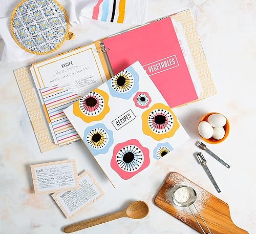 Miniatura 7 de C.R. Gibson Carpeta Bloom con fundas y tarjetas de índice de recetas, 8.5 pulgadas de ancho x 11 pulgadas de largo, multicolor