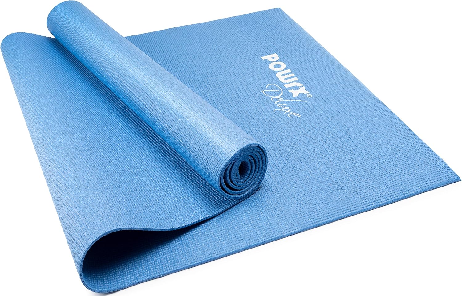 POWRX Extra-Thick Exercise Yoga Mat with Non-Slip Surface – Versatile Workout and Pilates Mat – Travel-Friendly Design with Strap – Ideal for Stretching and Training – 173 x 61 x 0.4 cm, Royal Blue