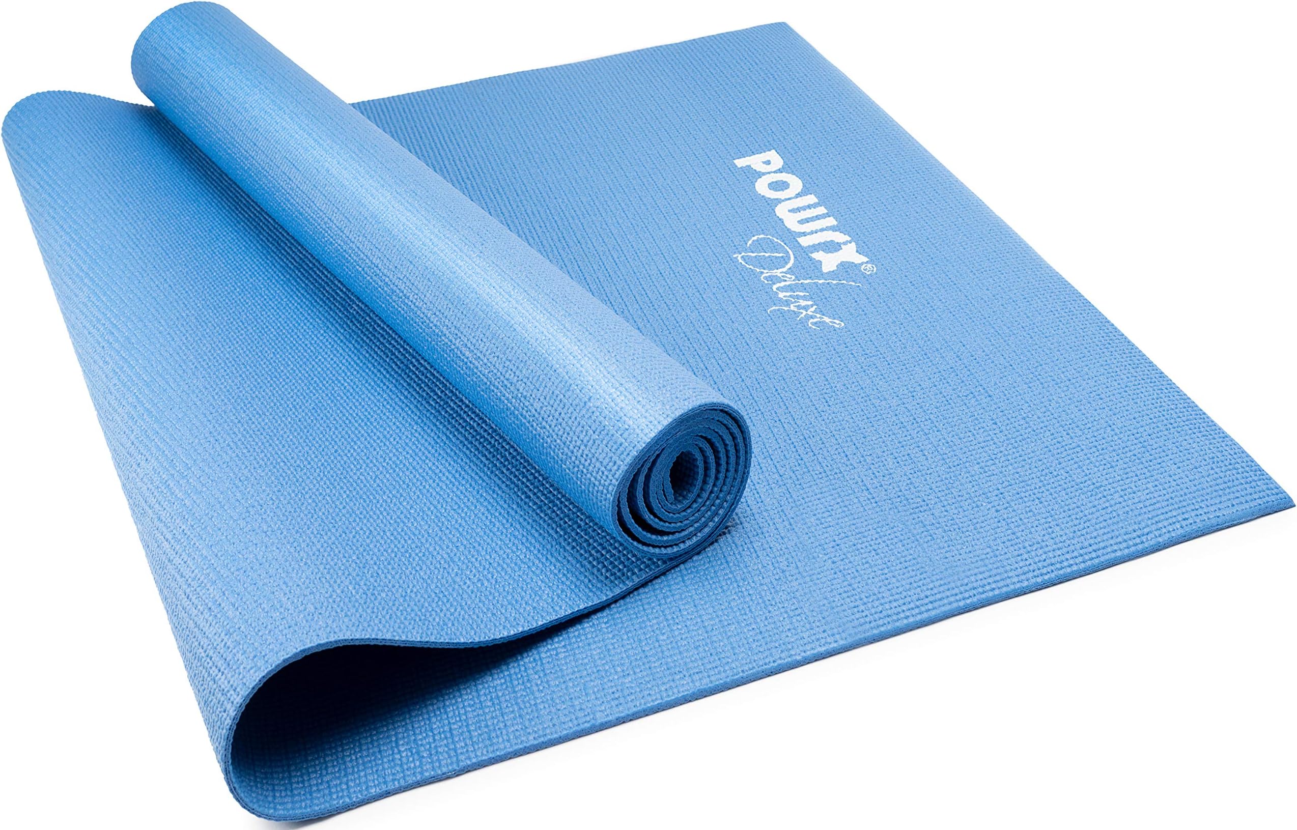POWRXExtra-Thick Exercise Yoga Mat | Non-Slip Surface | Versatile Workout | Pilates Mat | Travel-Friendly Design with Strap | Ideal for Stretching and Training | 173 x 61 x 0.4 cm | Royal Blue