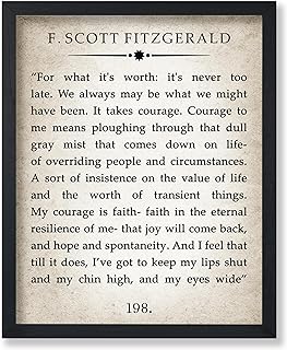 Monem Art F Scott Fitzgerald Poster - Great Gatsby Print - For What It's Worth Art - Literary Quote Artwork - Gift for Him, Her - Motivational Decor for Living Room, Bedroom - 8x10 UNFRAMED Wall Décor