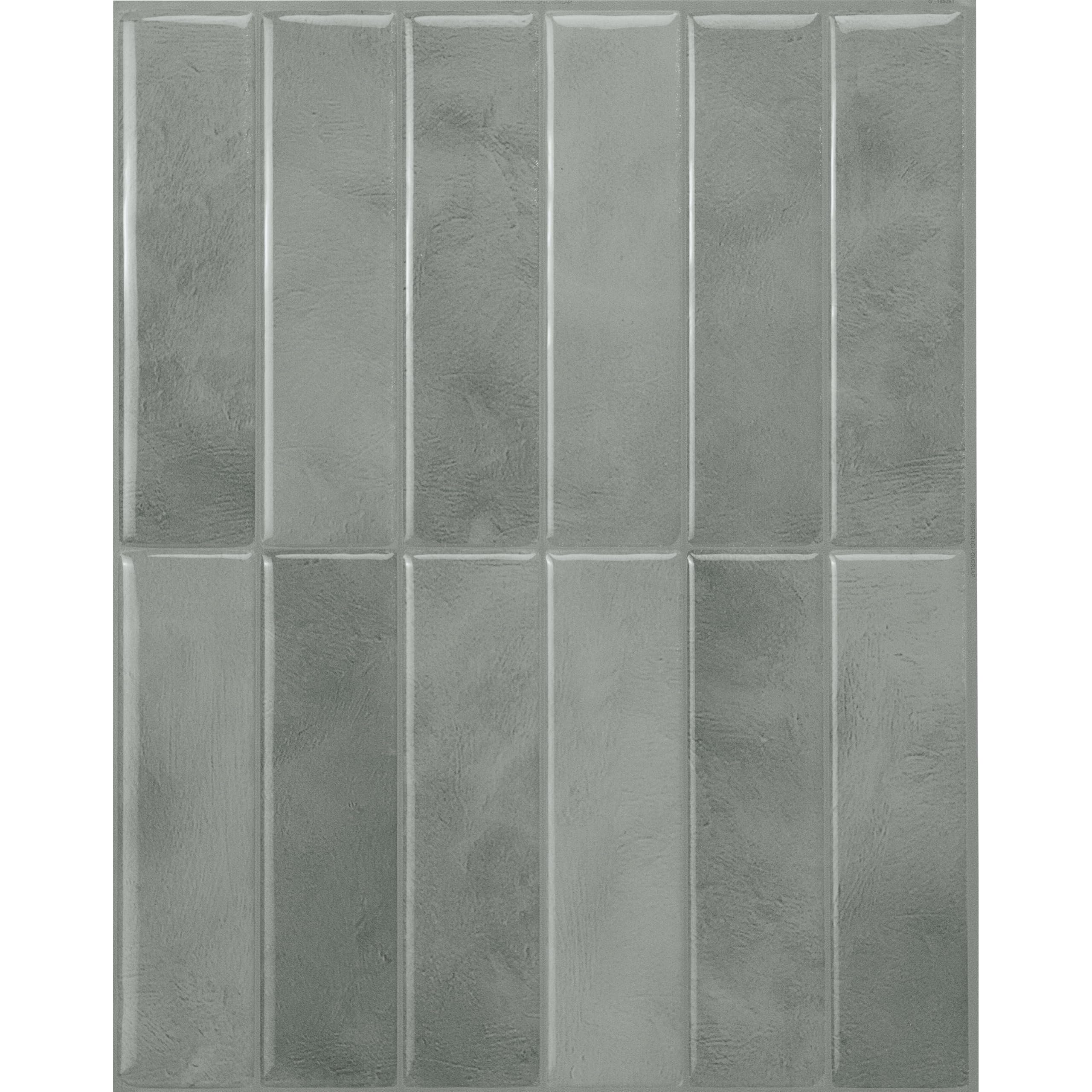 Smart Tiles Frost Gray Stick On Splashback Tiles, Stacked 11.43"X9"