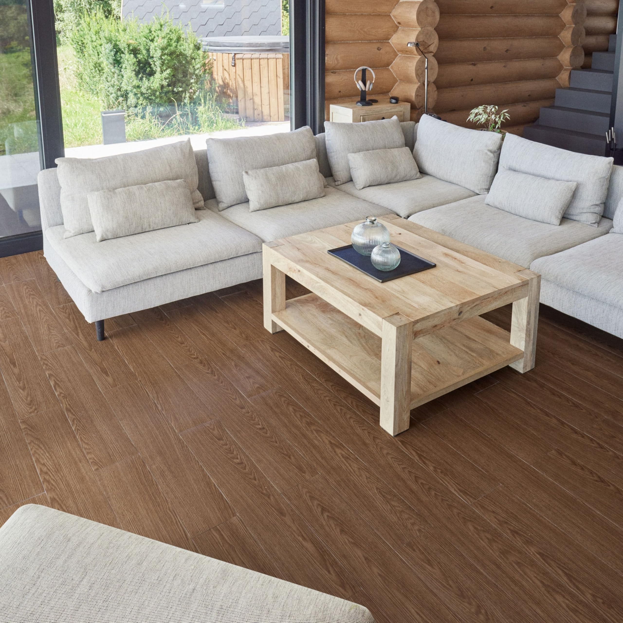 Self Adhesive Floor Planks - 10 Planks Pack Covering 14.96 sq ft / 1.39sqm | Each Stick On Tile Plank Measures 5.9x35.9in (91.4x15.2cm) | Peel and Stick Vinyl Flooring | Brown Wood Effect