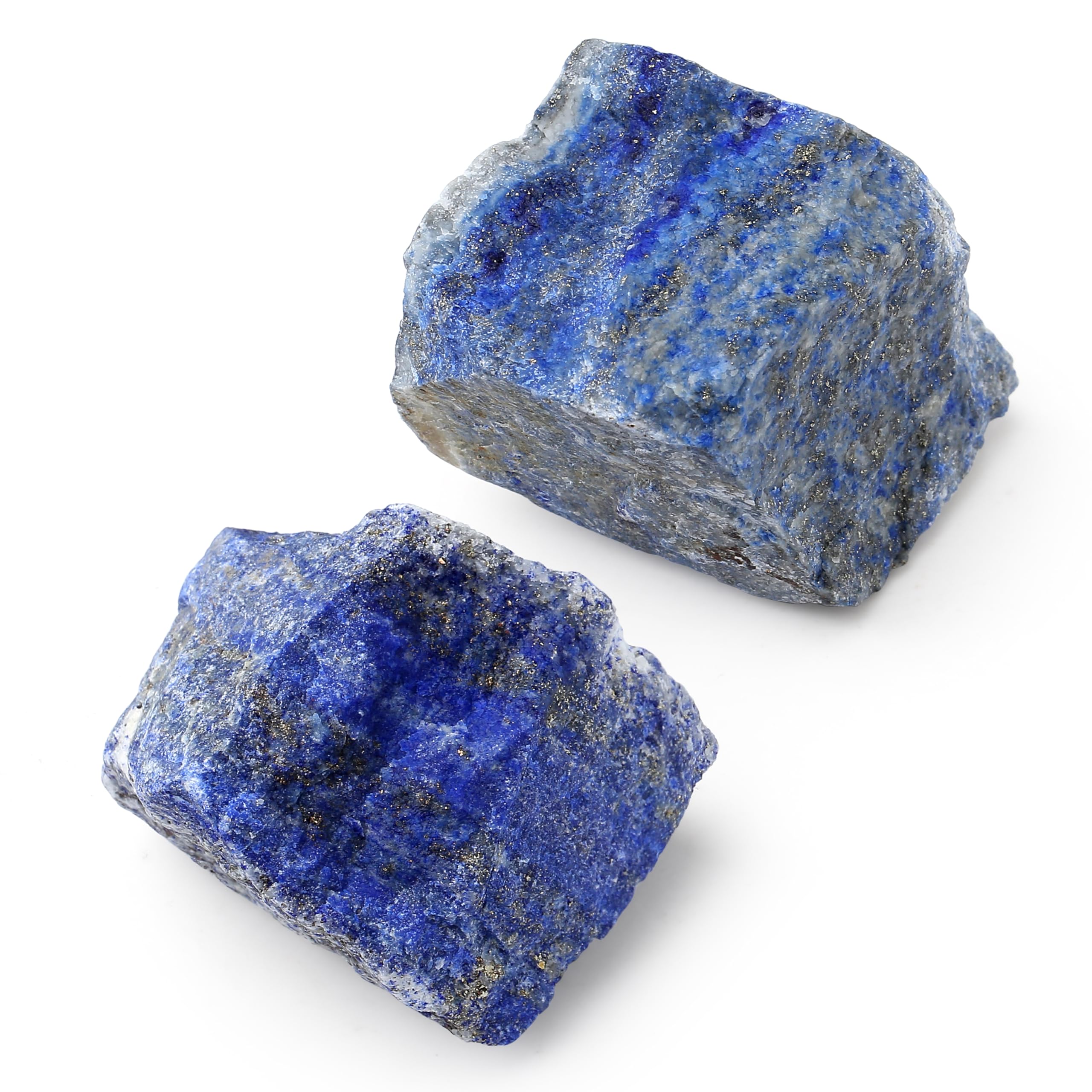 QINJIEJIE Lapis Lazuli 2PCS Natural Rough Crystal 1.8-2.2'' Rocks Bulk Large Healing Crystal Rocks Stones for Tumbling Cabbing Polishing Fountain