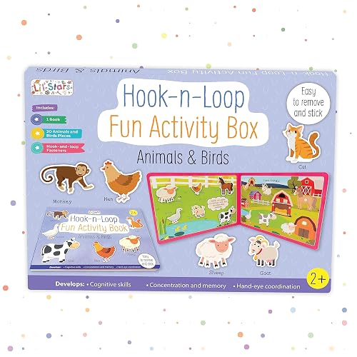 Hook n Loop Fun Activity Box | Velcro Books | Montessori Activity | Busy Book | for 2+ Years Kids - Explore Animals &amp; Birds through Interactive Play