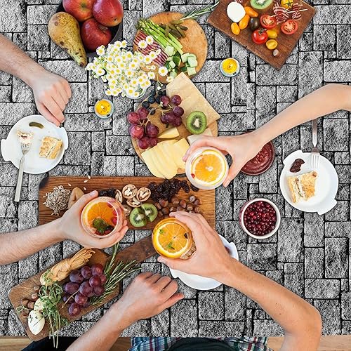 Miniatura 7 de durony 2 manteles de plástico para pared de piedra, impermeables, medievales, ladrillos de piedra para decoración de mesas temáticas de castillo